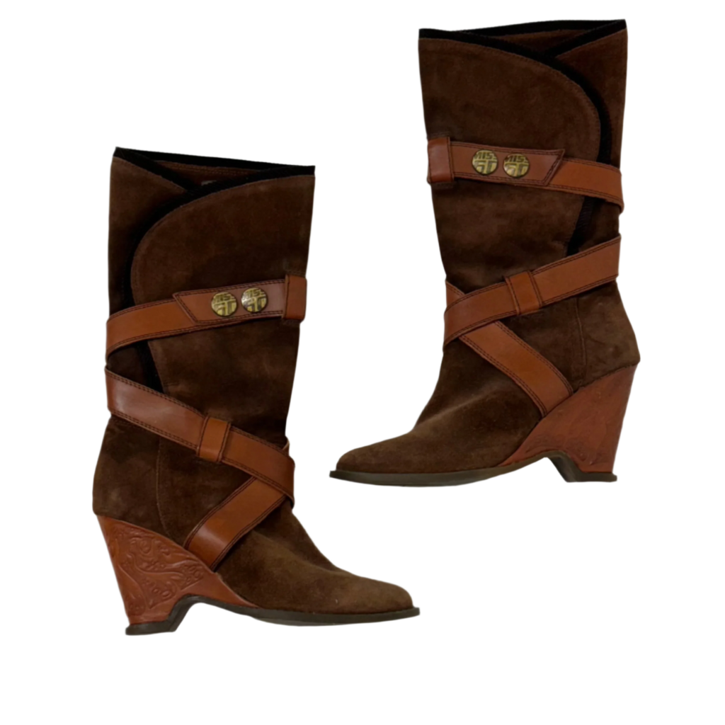 Miss Sixty Chestnut Suede Wedge Boots (8)