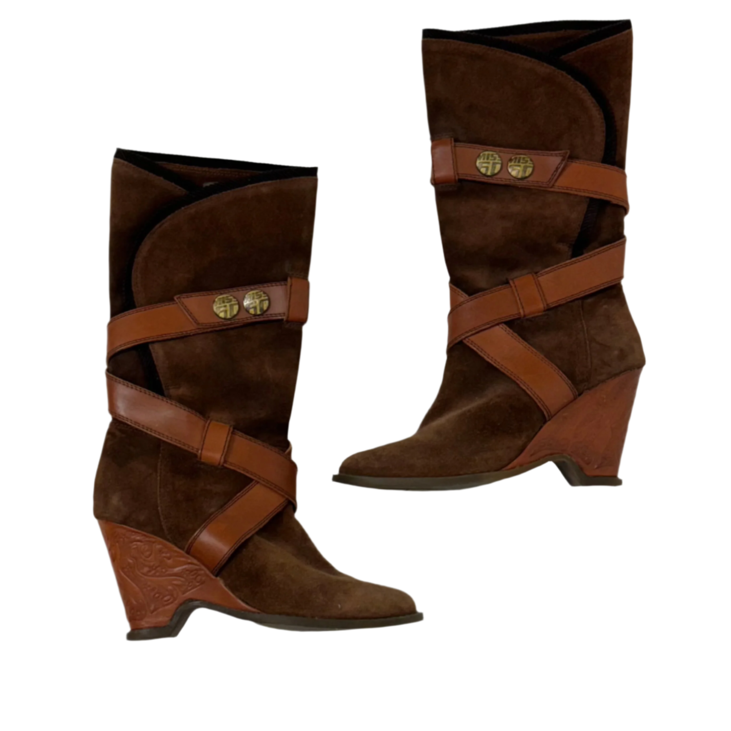 Miss Sixty Chestnut Suede Wedge Boots (8)