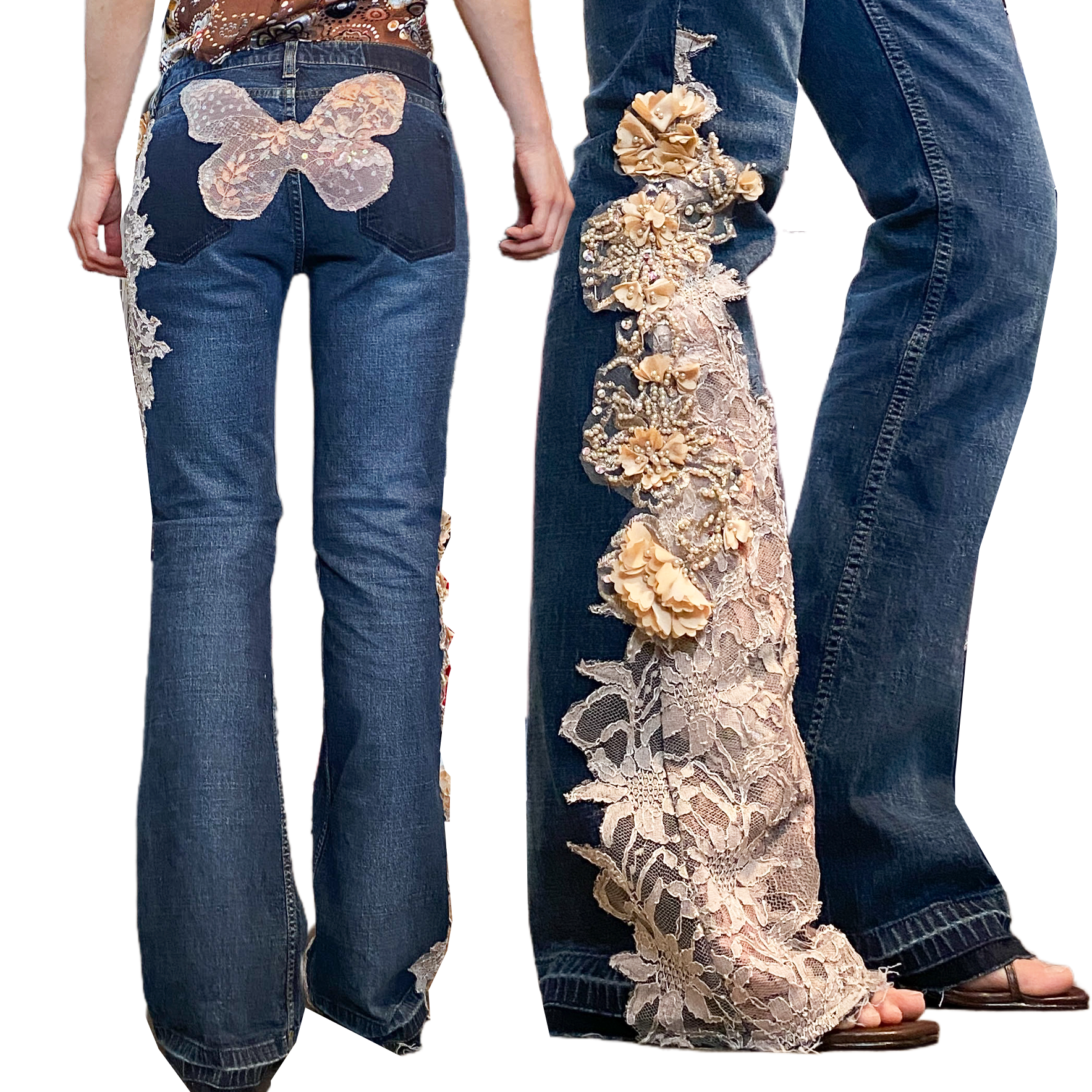 Embellished Lace Fairy Jeans (S)