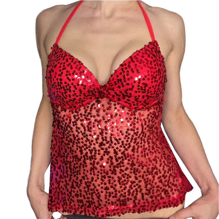 Vixen Red Sequin Backless Halter (XS)