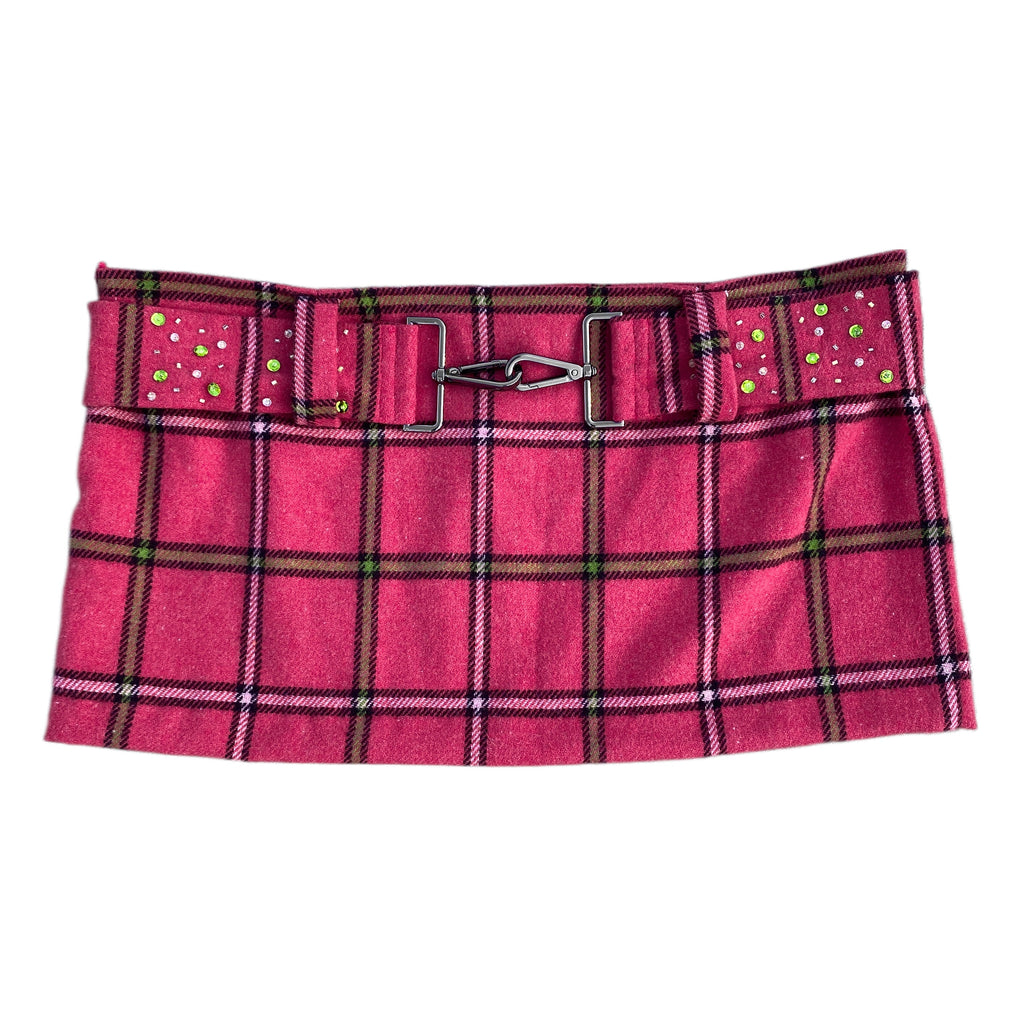 Pink & Lime Plaid Micro Mini Skirt (S)