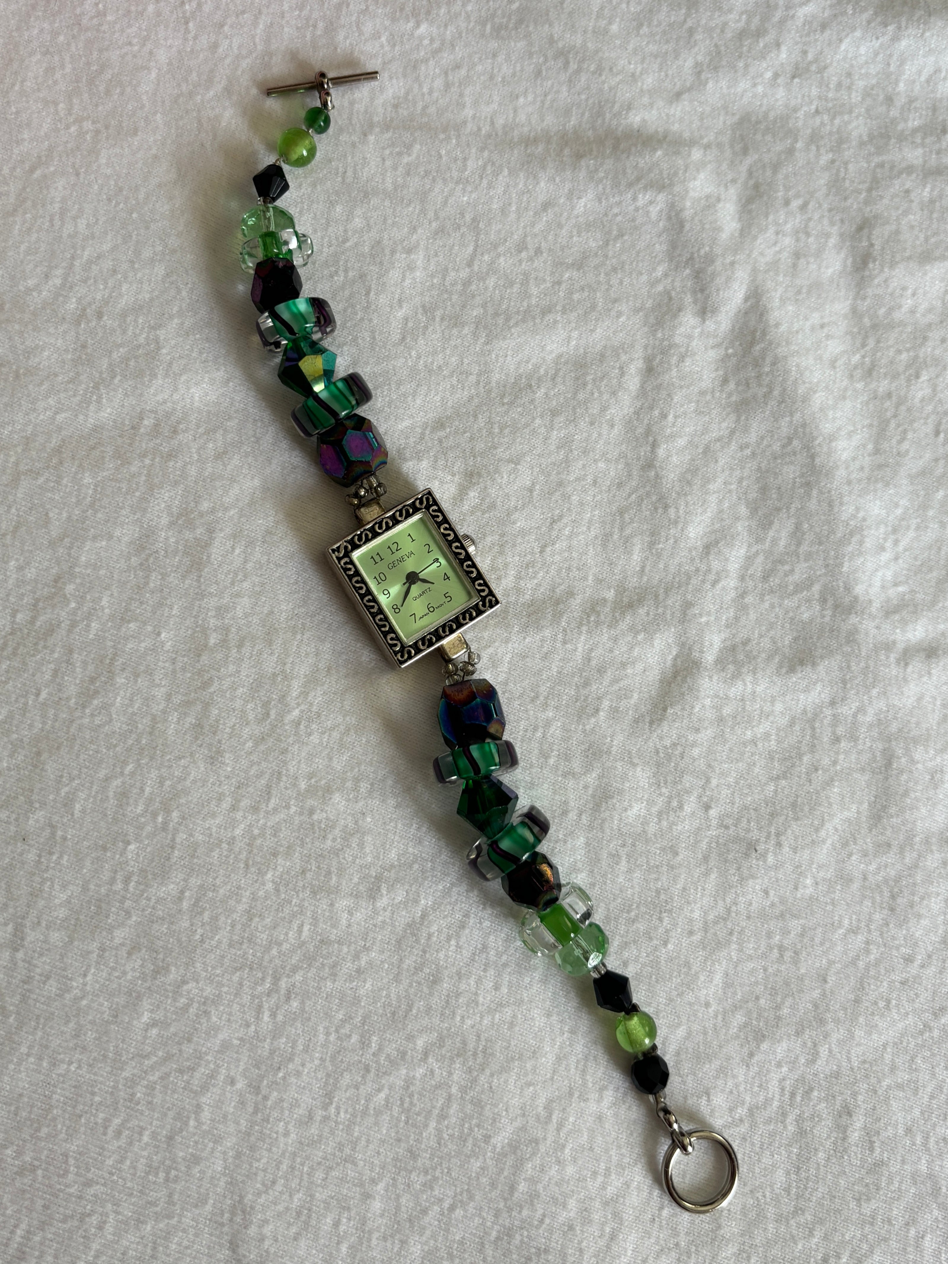 Shades of Green Beaded Watch