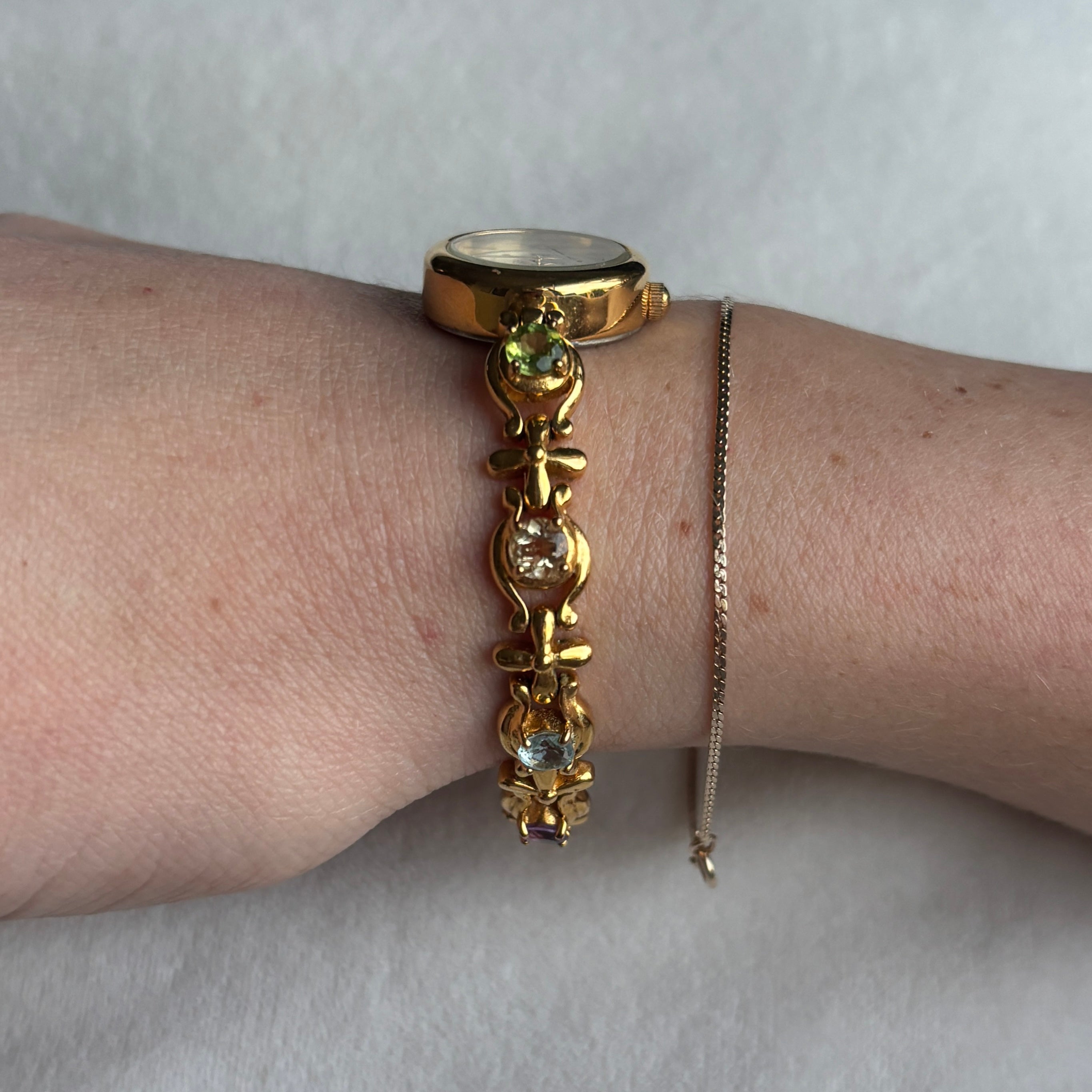 Genuine Gemstone Gold Watch