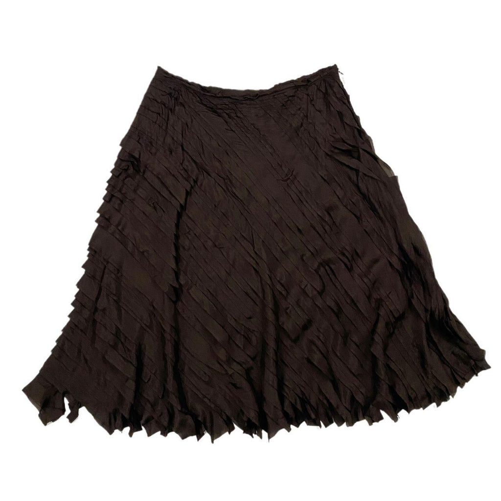 DKNY Chocolate Brown Silk Midi Skirt (XL)