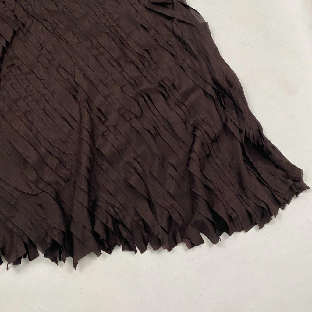 DKNY Chocolate Brown Silk Midi Skirt (XL)