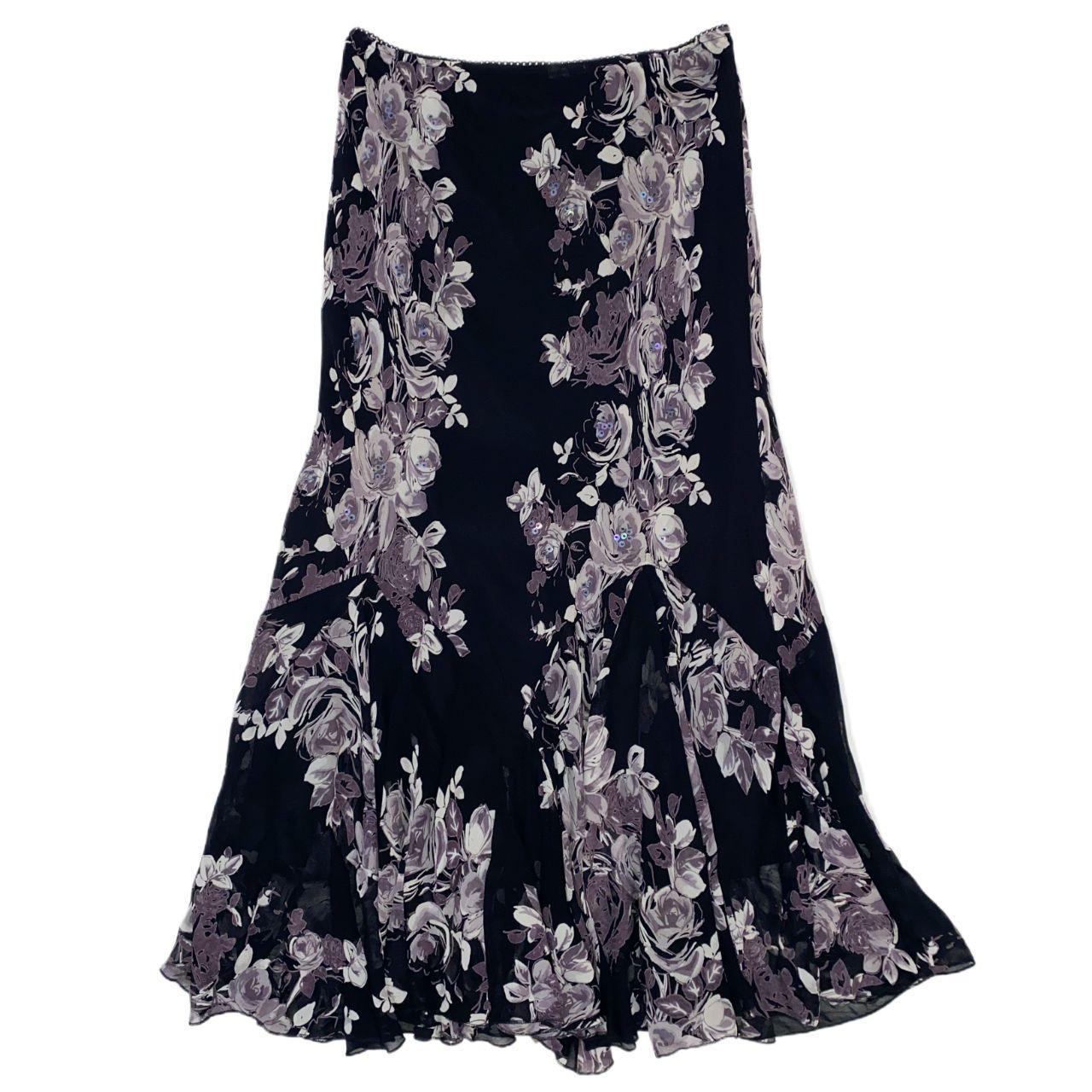 Floral Embellished Whimsy Maxi Skirt (L)