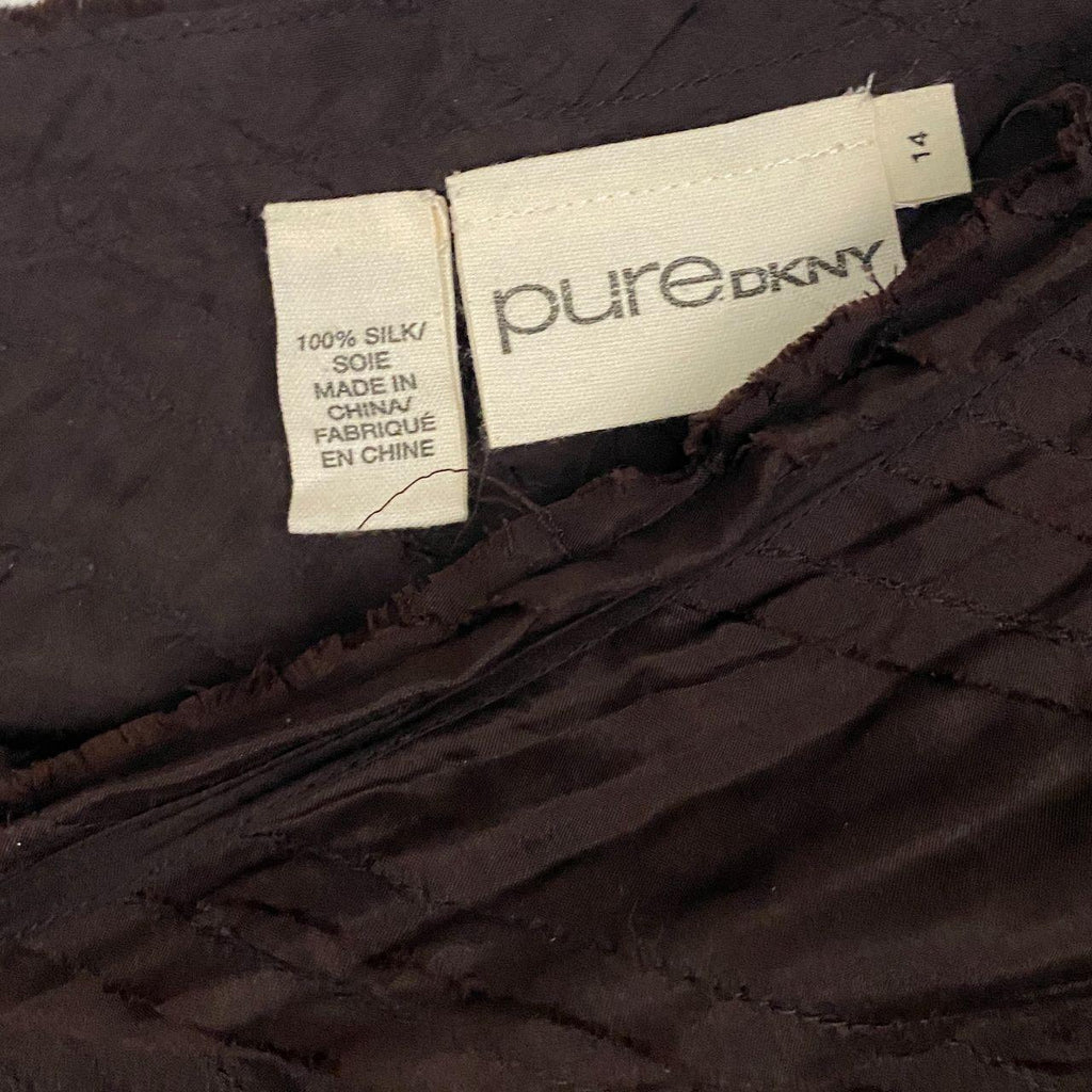 DKNY Chocolate Brown Silk Midi Skirt (XL)