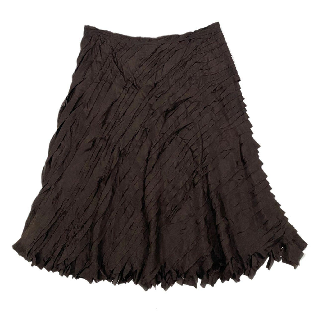 DKNY Chocolate Brown Silk Midi Skirt (XL)