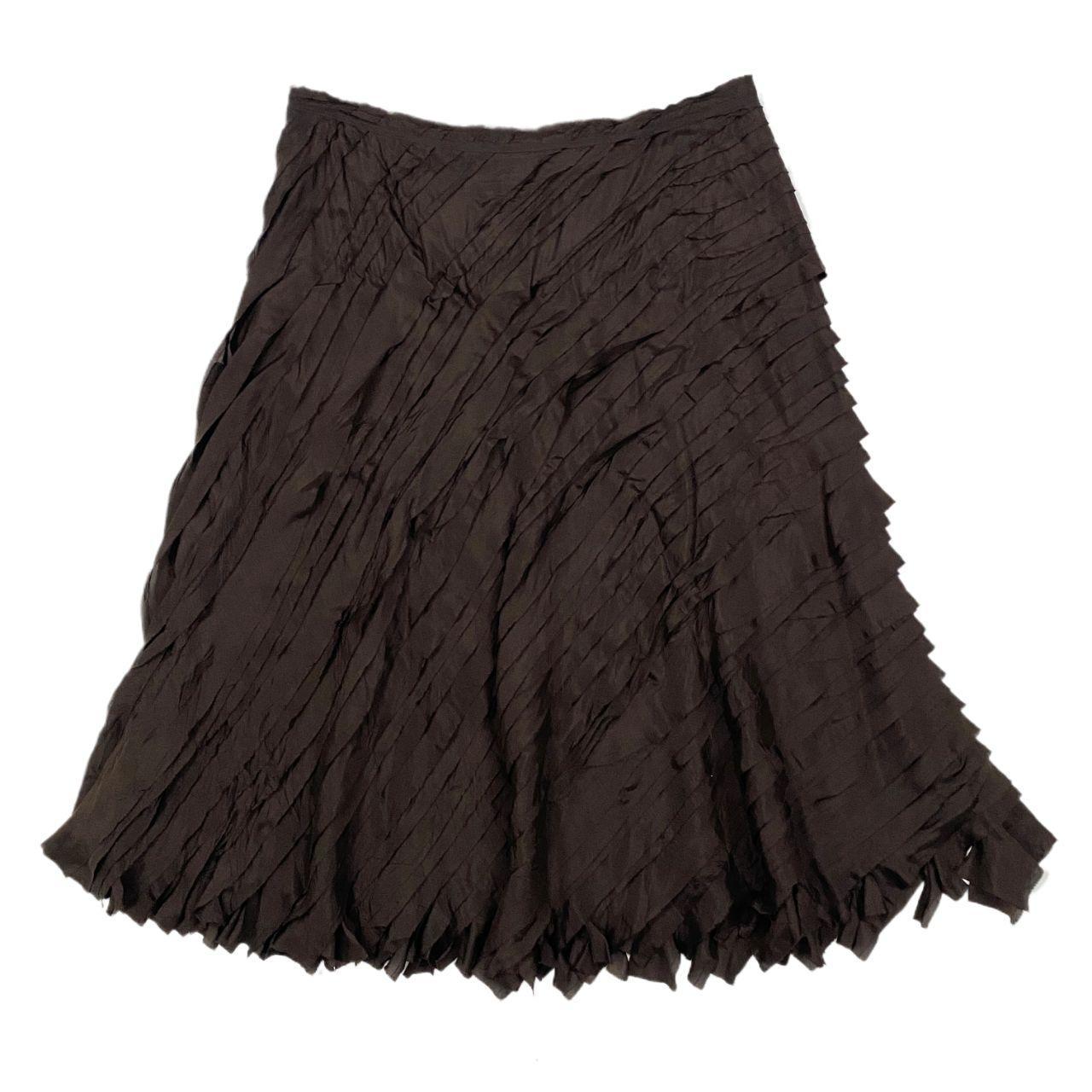 DKNY Chocolate Brown Silk Midi Skirt (XL)