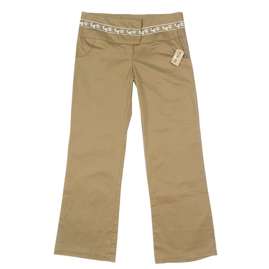 Y2K Embellished Khaki Flares (M)