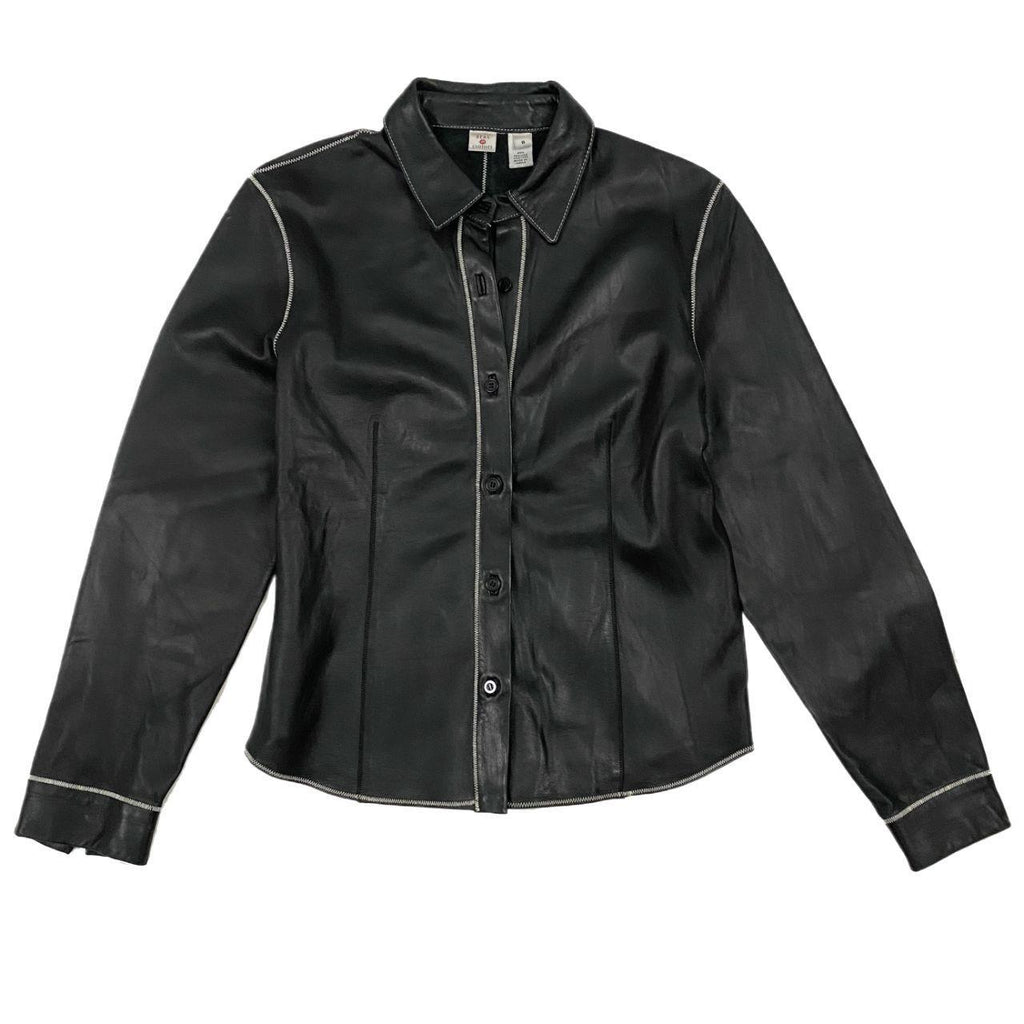 Black Leather Button Down Shirt (M)