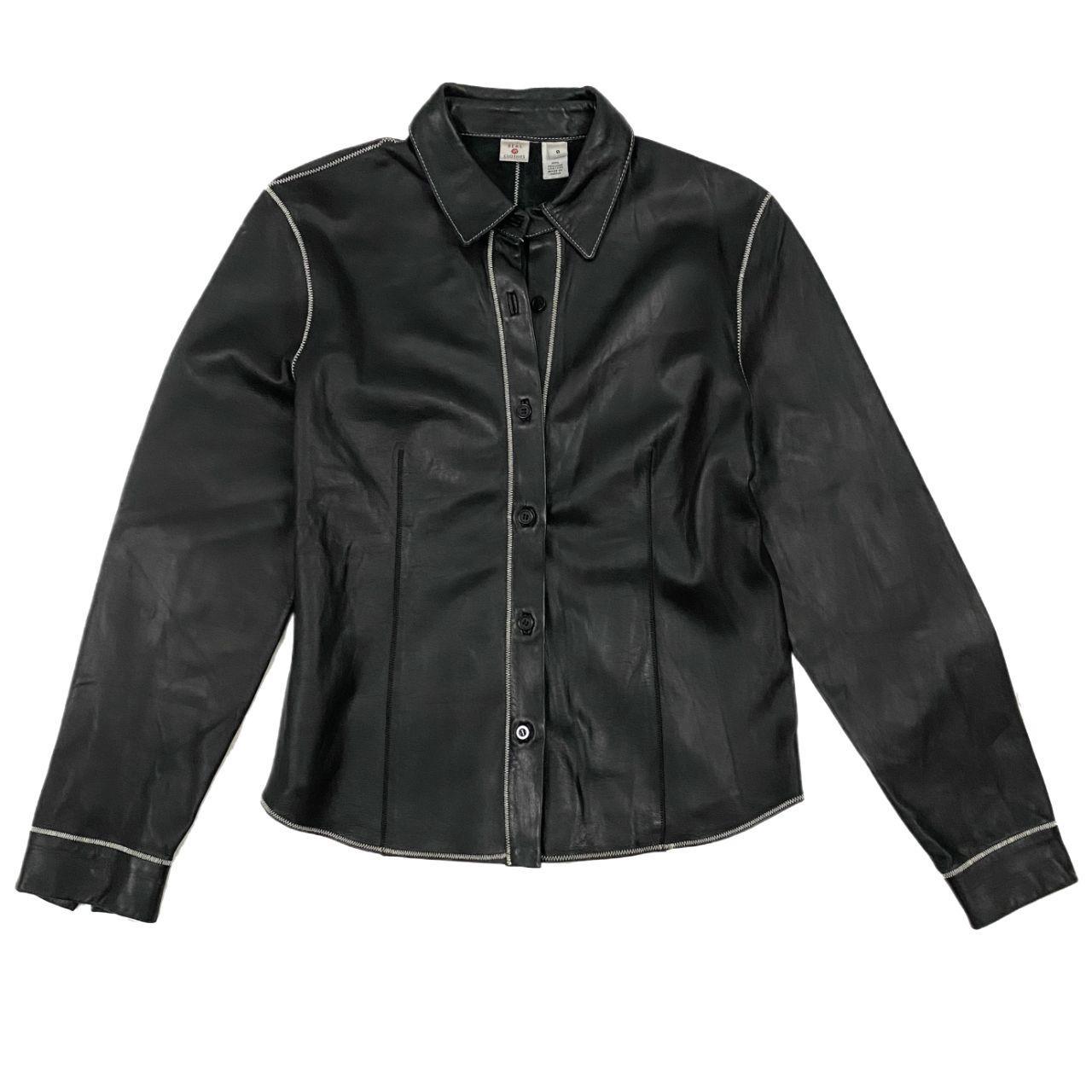 Black Leather Button Down Shirt (M)