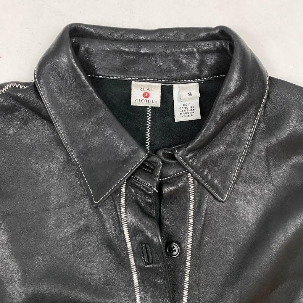 Black Leather Button Down Shirt (M)