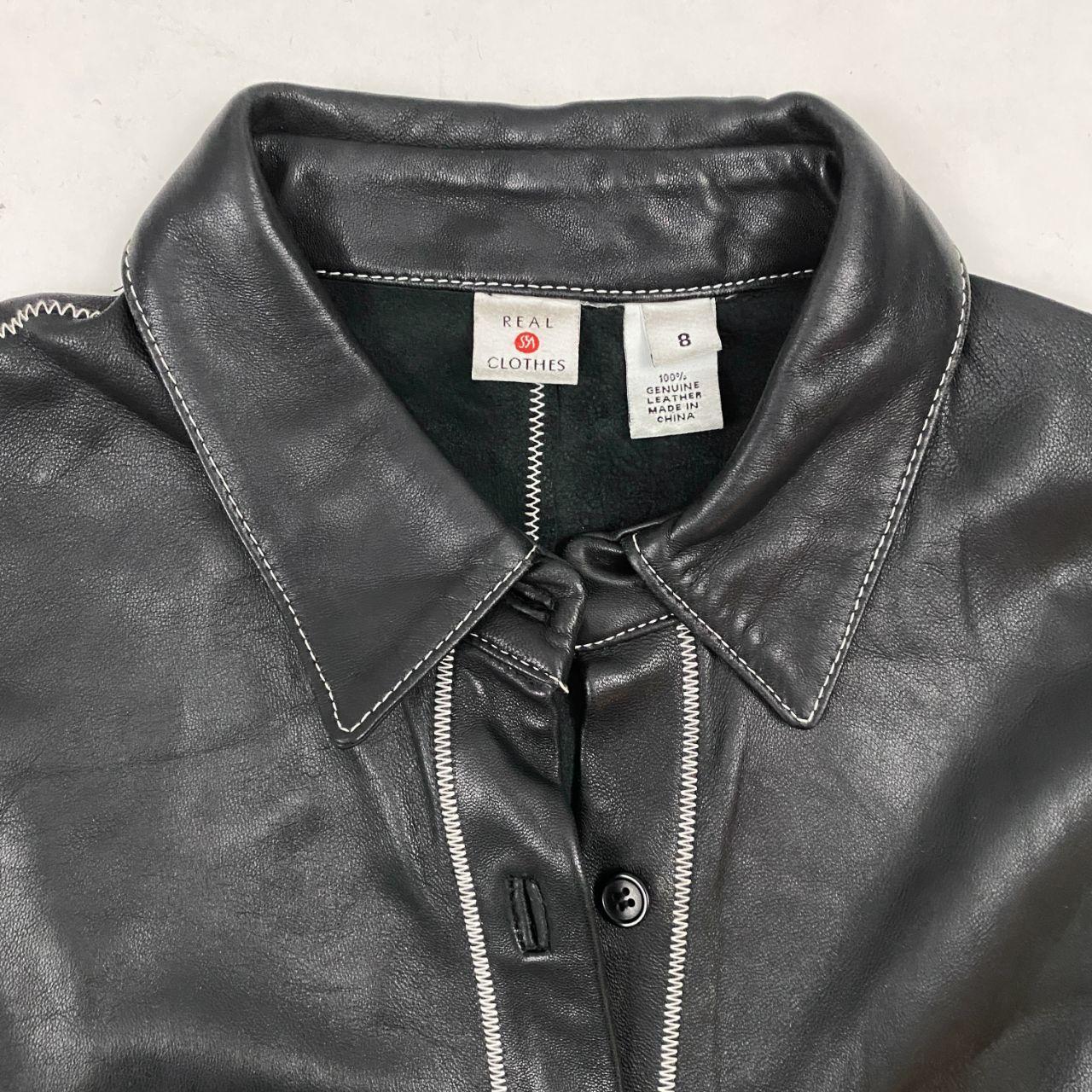 Black Leather Button Down Shirt (M)