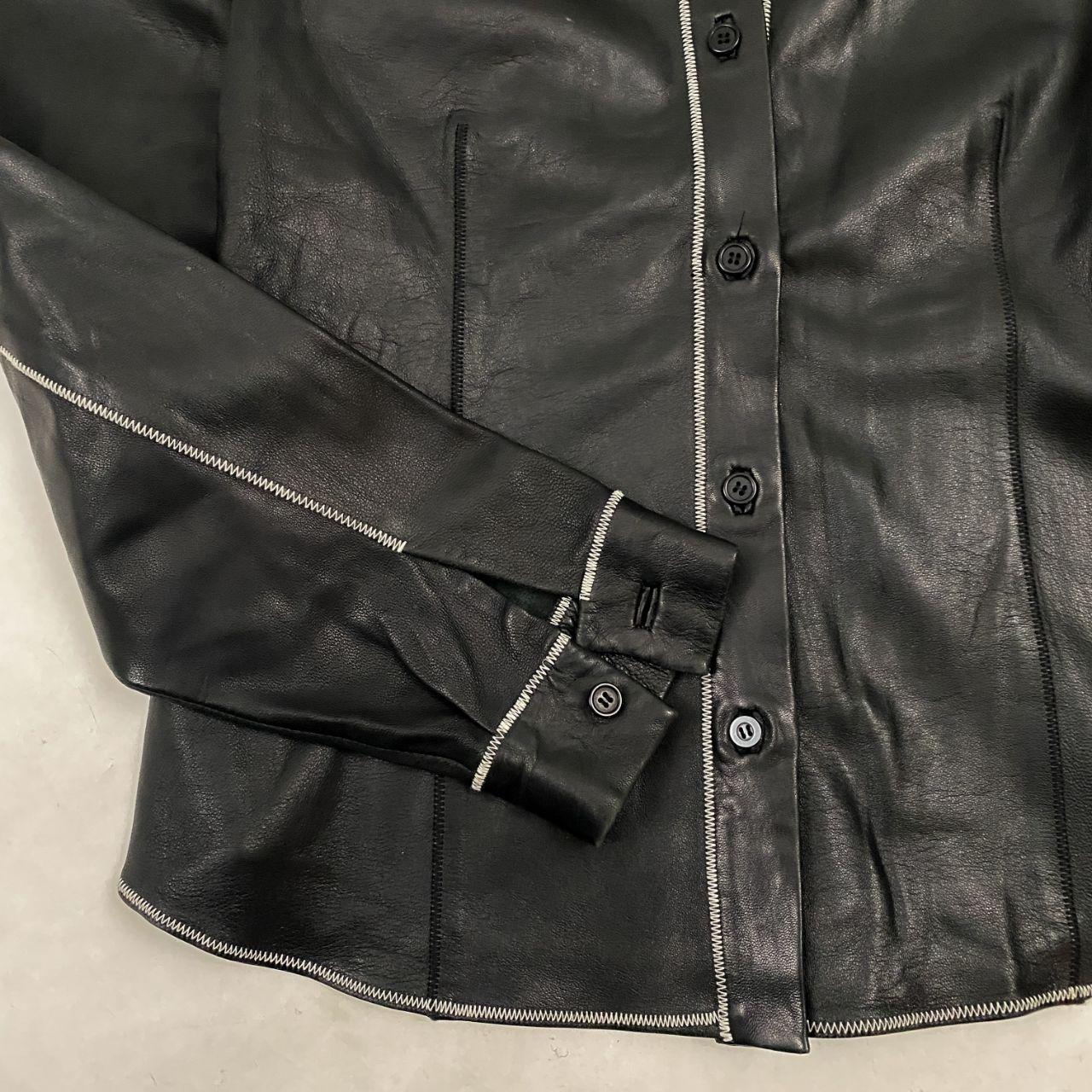 Black Leather Button Down Shirt (M)