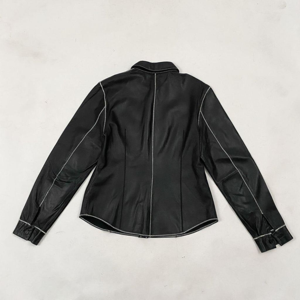 Black Leather Button Down Shirt (M)