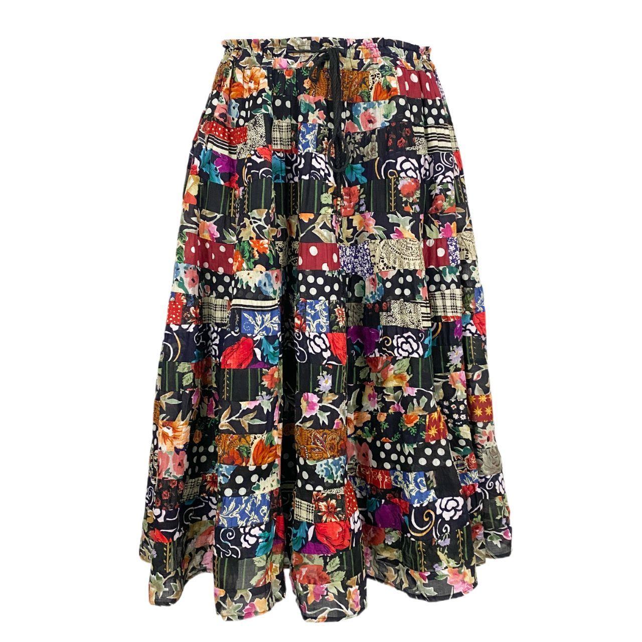Floral & Polka Dot Maxi Skirt (ONE SIZE)