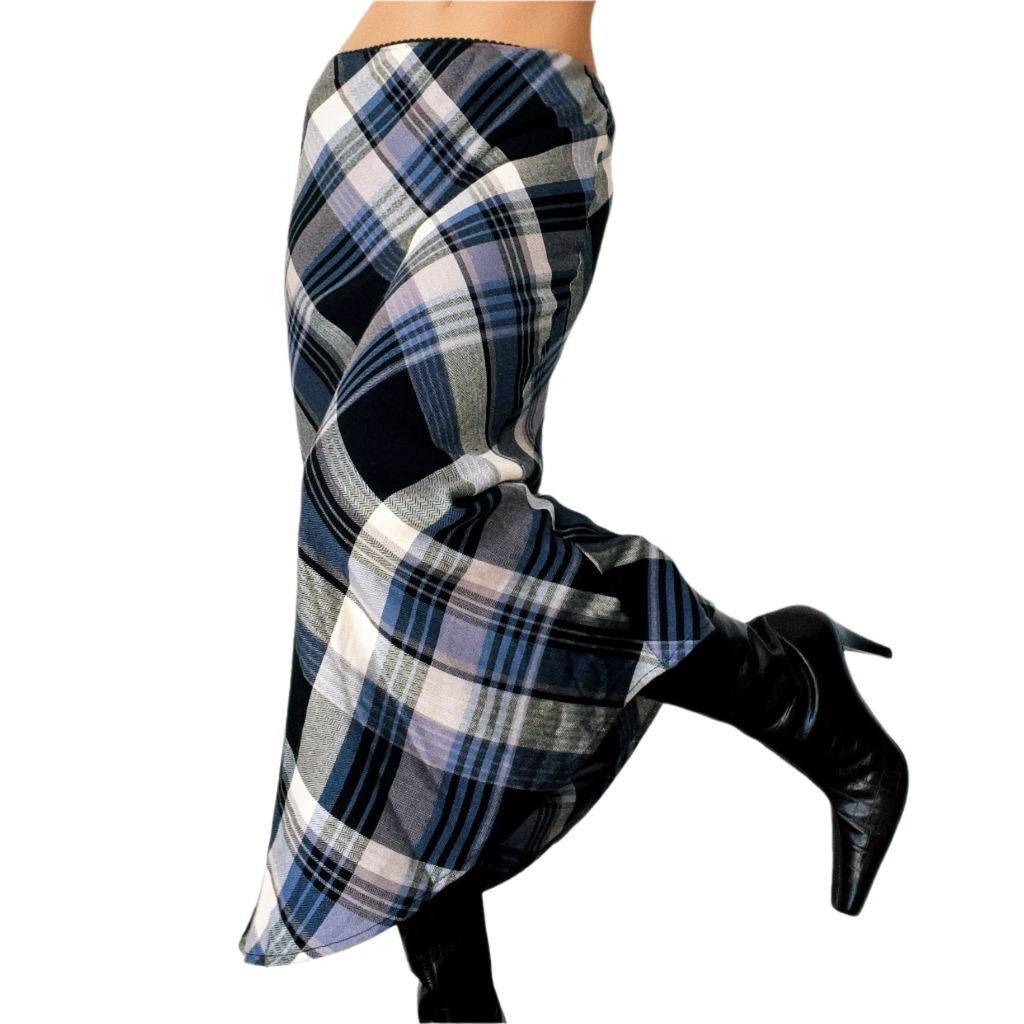 Vintage Black & Blue Plaid Skirt (S)