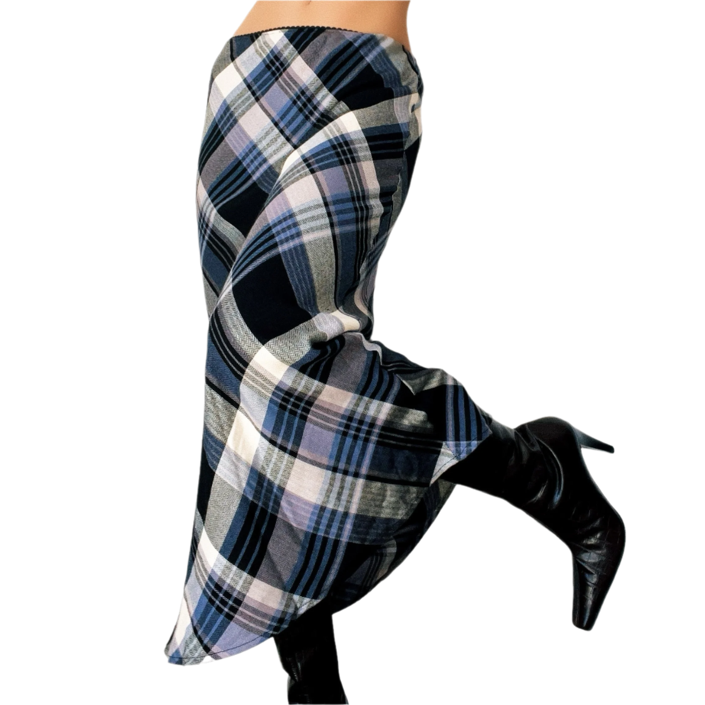 Vintage Black & Blue Plaid Skirt (S)