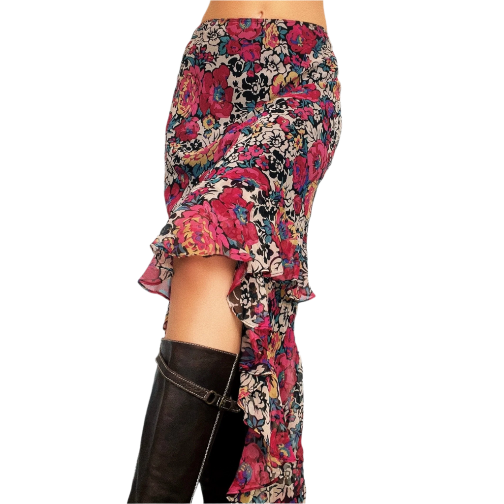 Betsey Johnson Silk Floral Midi Skirt (M)