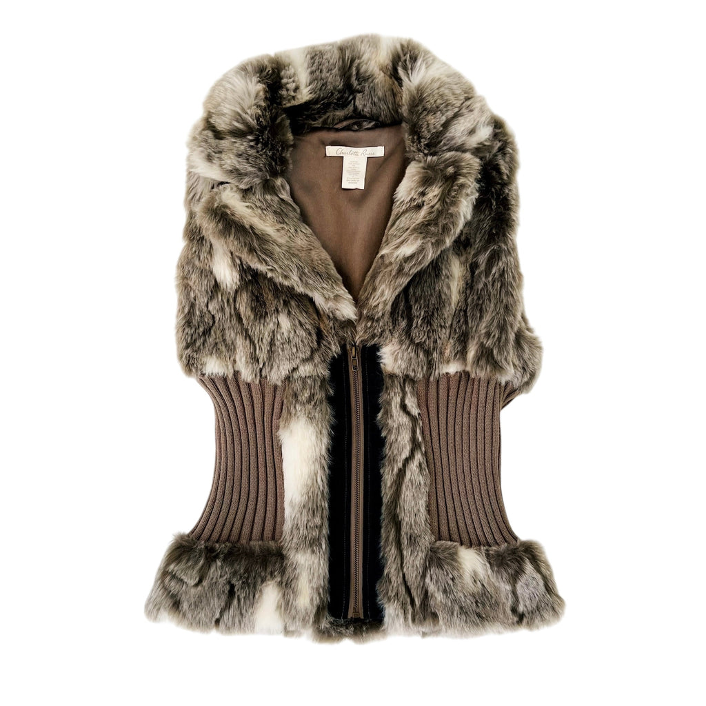 Early 2000s Faux Fur Vest Top (S/M)