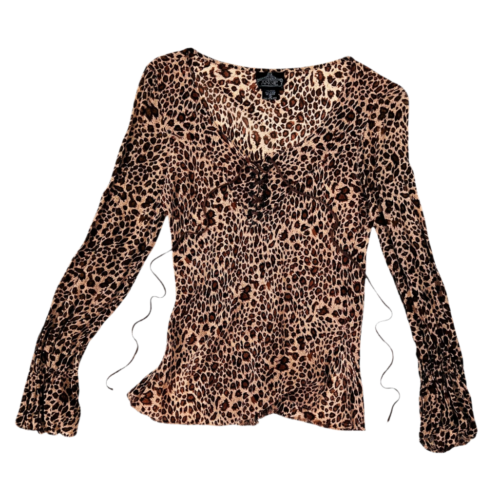90s Lace Up Leopard Top (S)