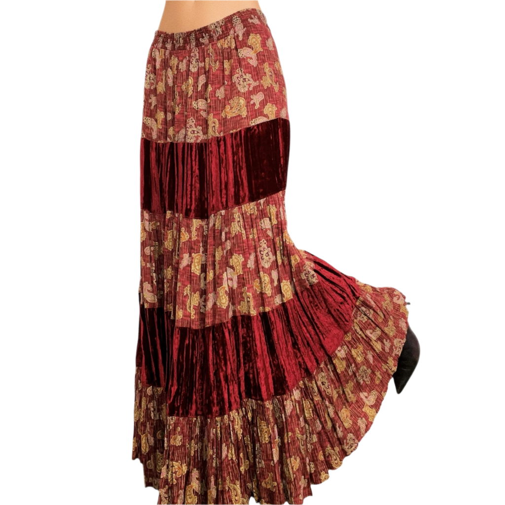 Vintage Velvety Tiered Maxi Skirt (M/L)