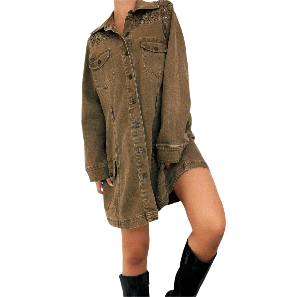 Olive Studded Shacket (M/L)