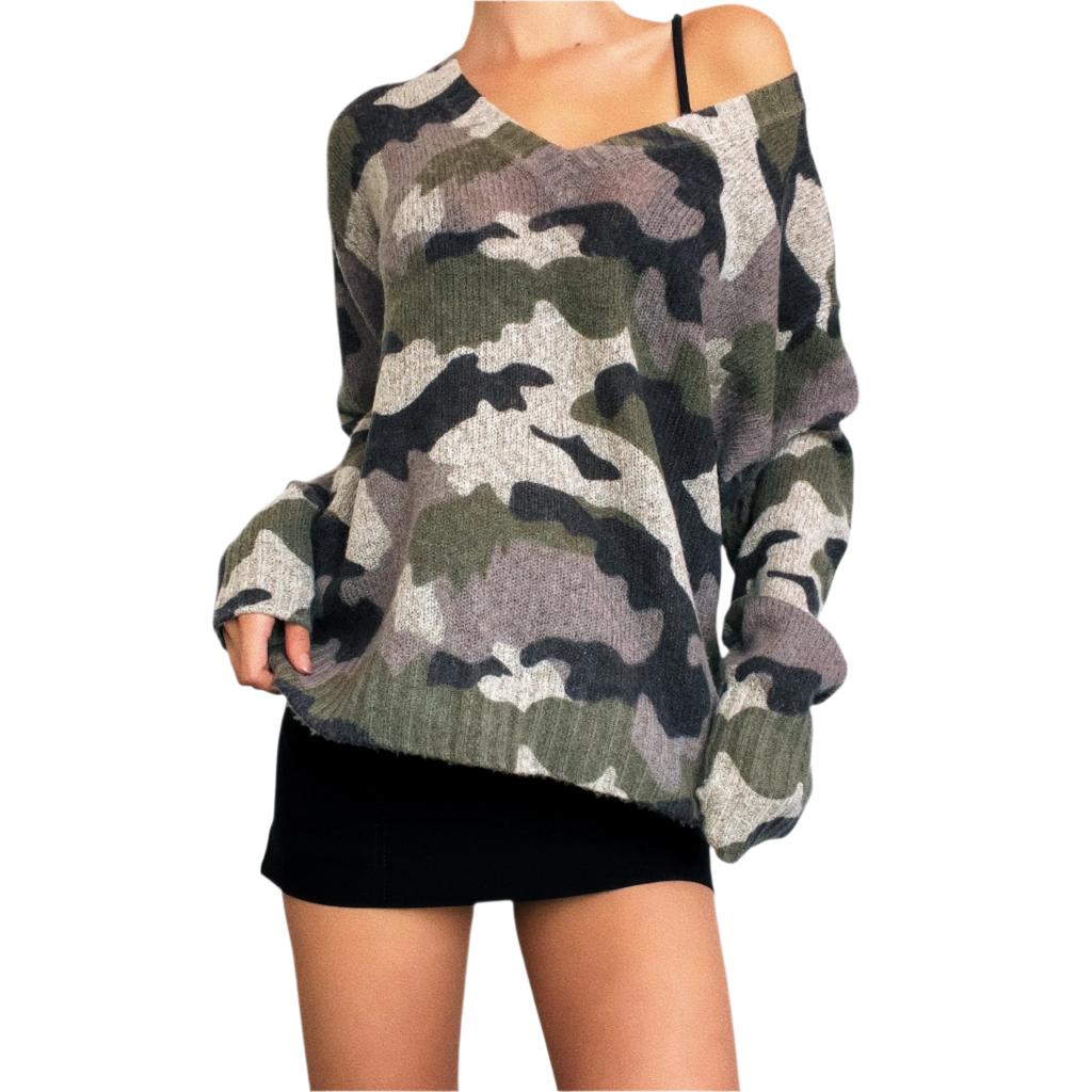 Cashmere Blend Camo Sweater (M/L)