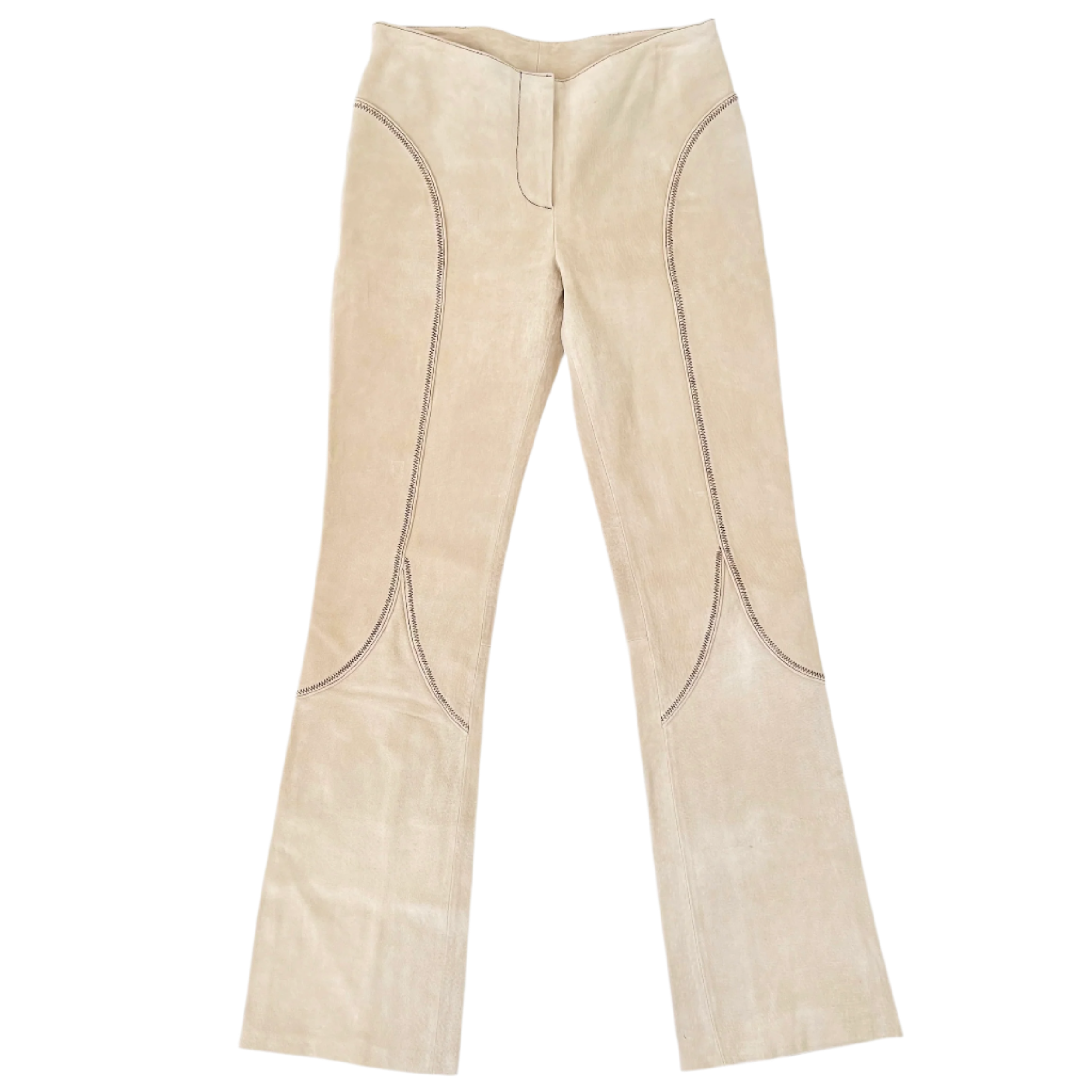 Vintage Stitched Khaki Suede Pants (S)