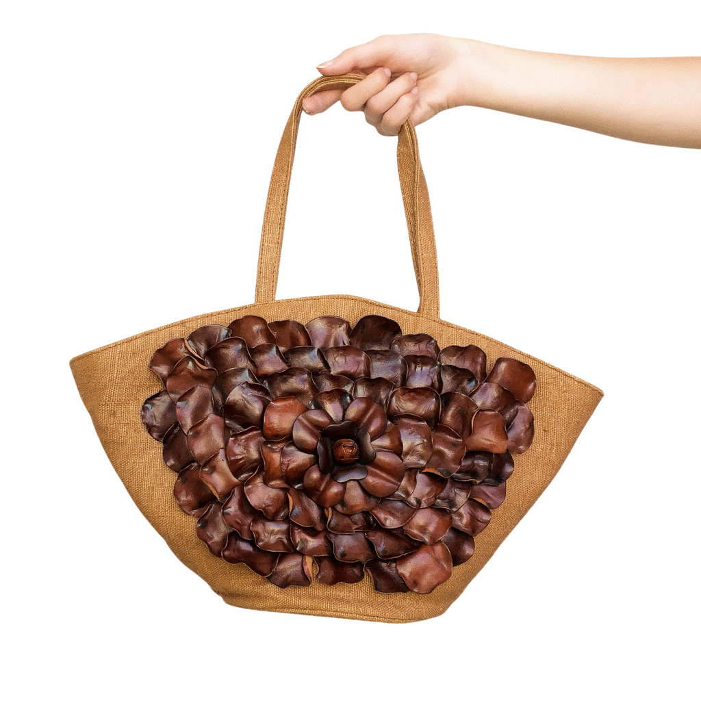 Italian Leather Floral Mini Tote