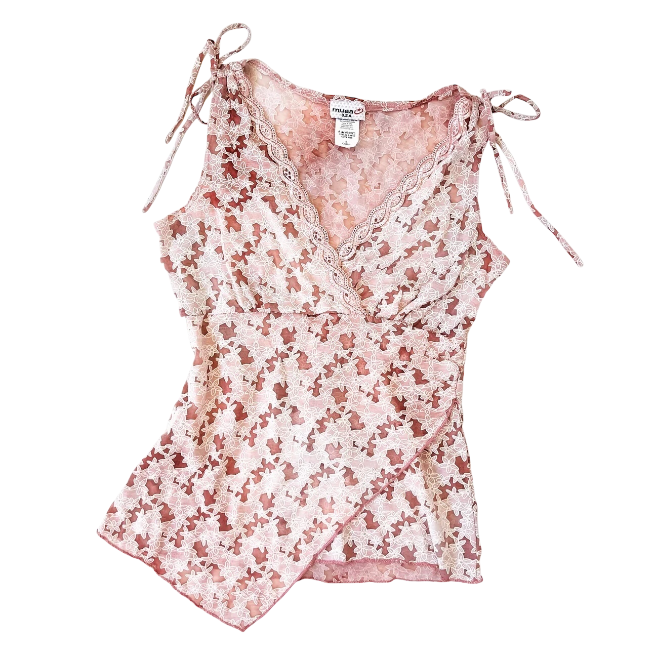 90s Dusty Pink Floral Top (XS/S)
