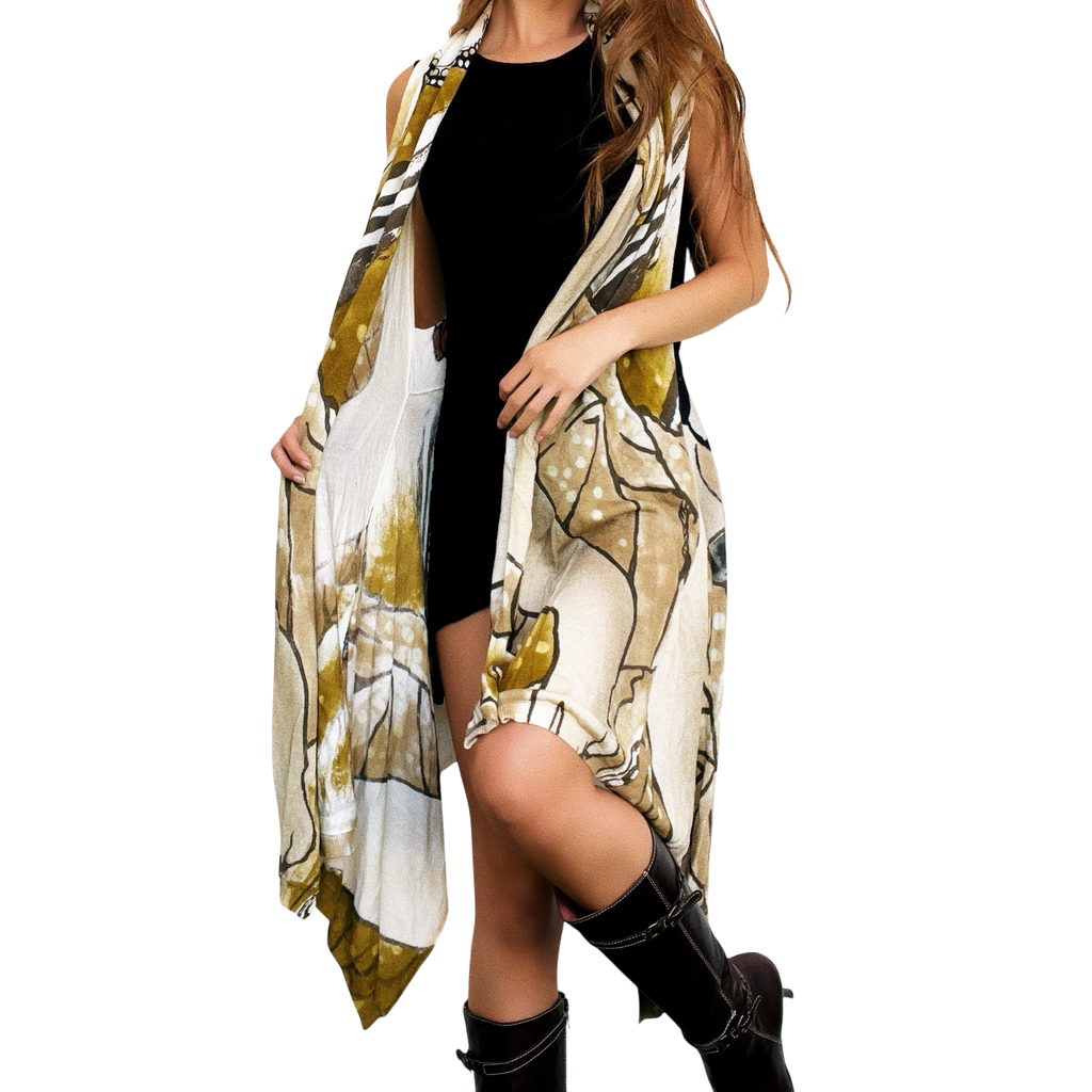 Artsy Graphic Sleeveless Duster (One Size)