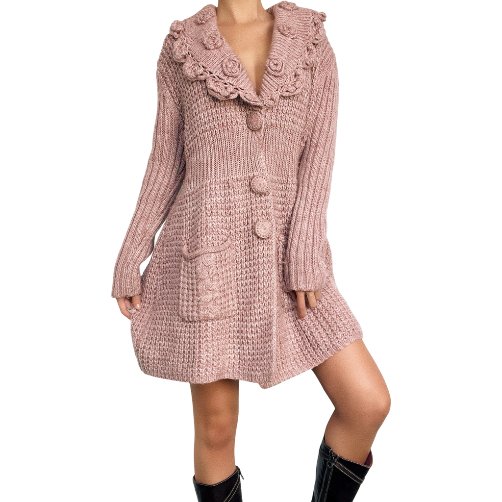 Dusty Rose Knit Cardigan (XL)