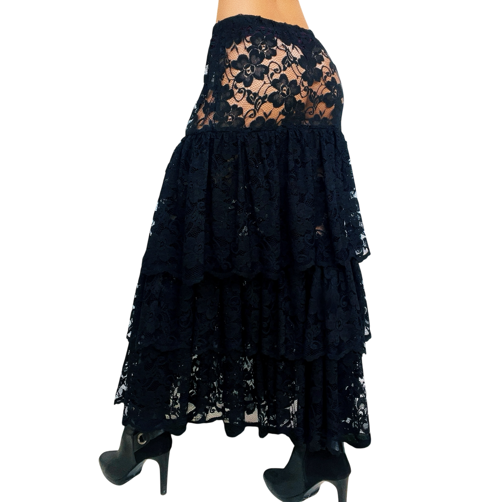 Risqué Tiered Lace Maxi Skirt (S/M)
