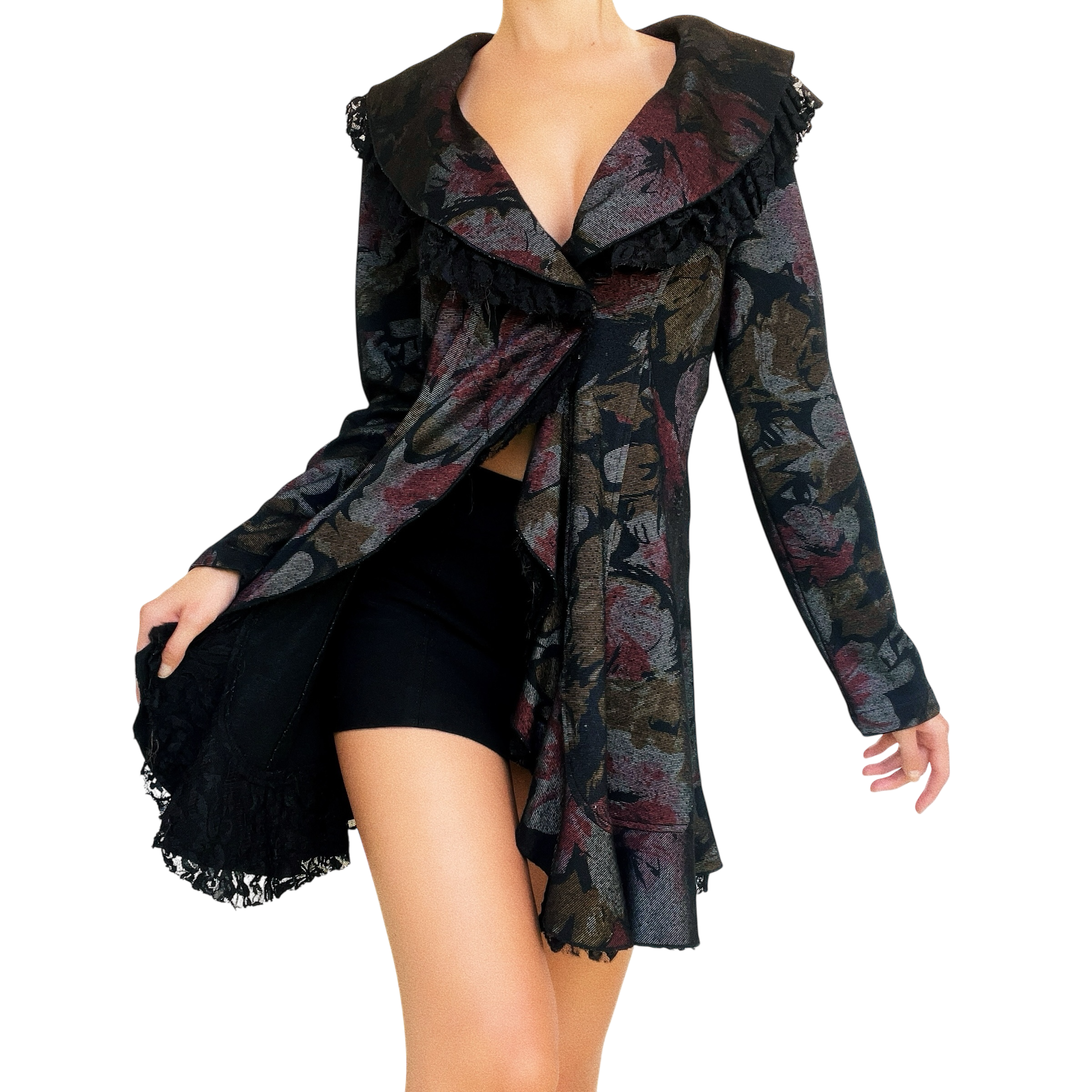 Ruffly Italian Floral Blazer (S/M)