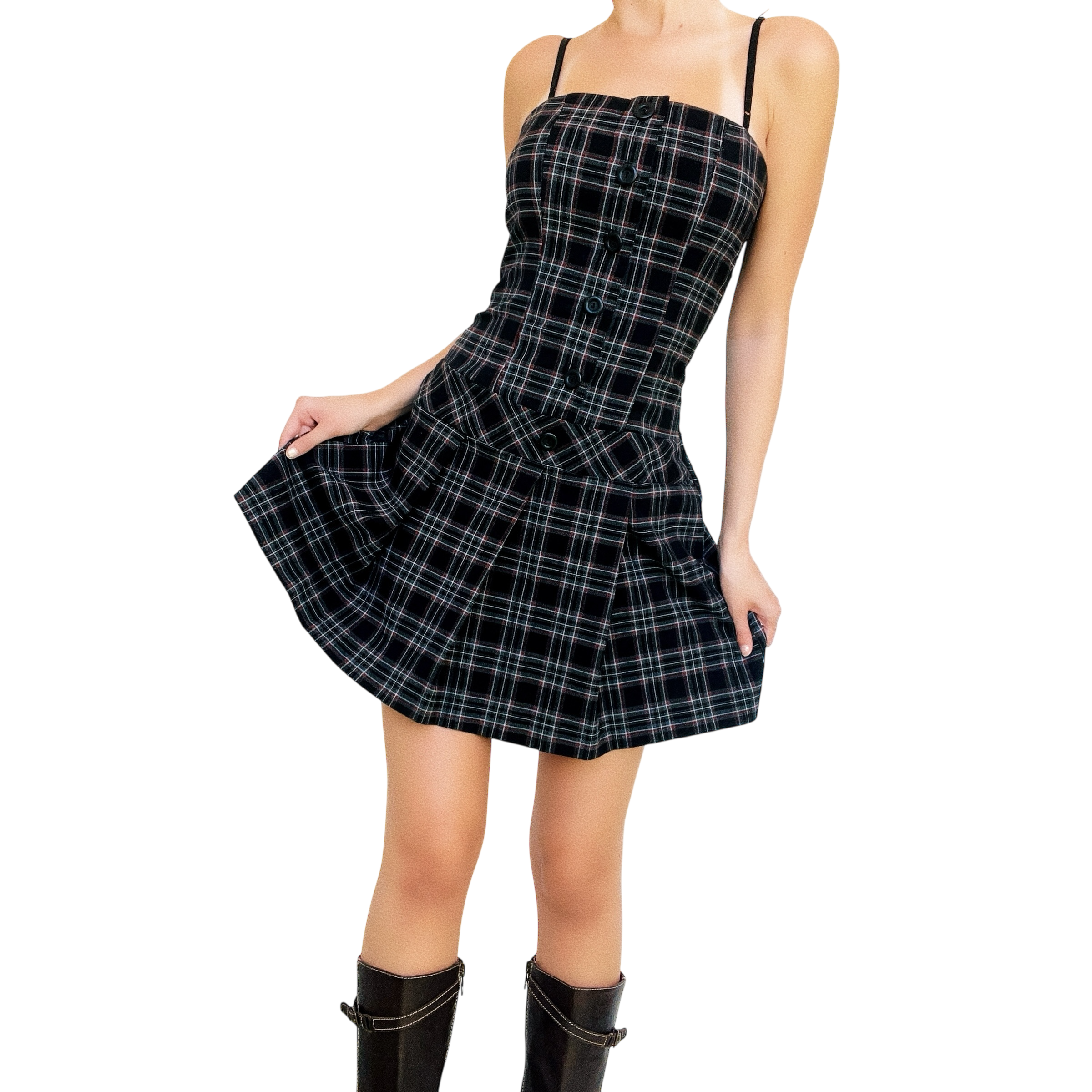 Flirty Plaid Mini Dress (S/M)