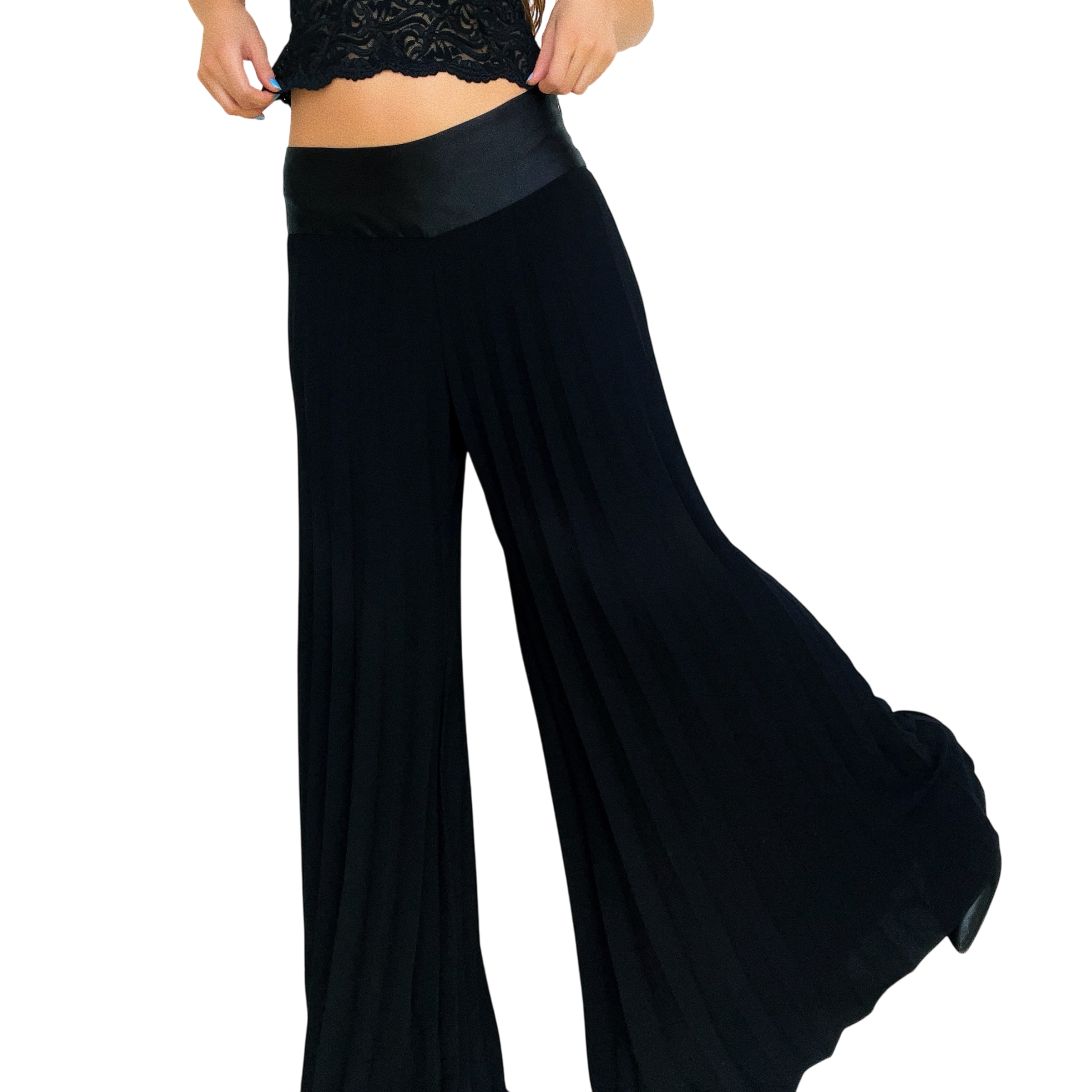 Caché Black Pleated Accordion Pants (M)
