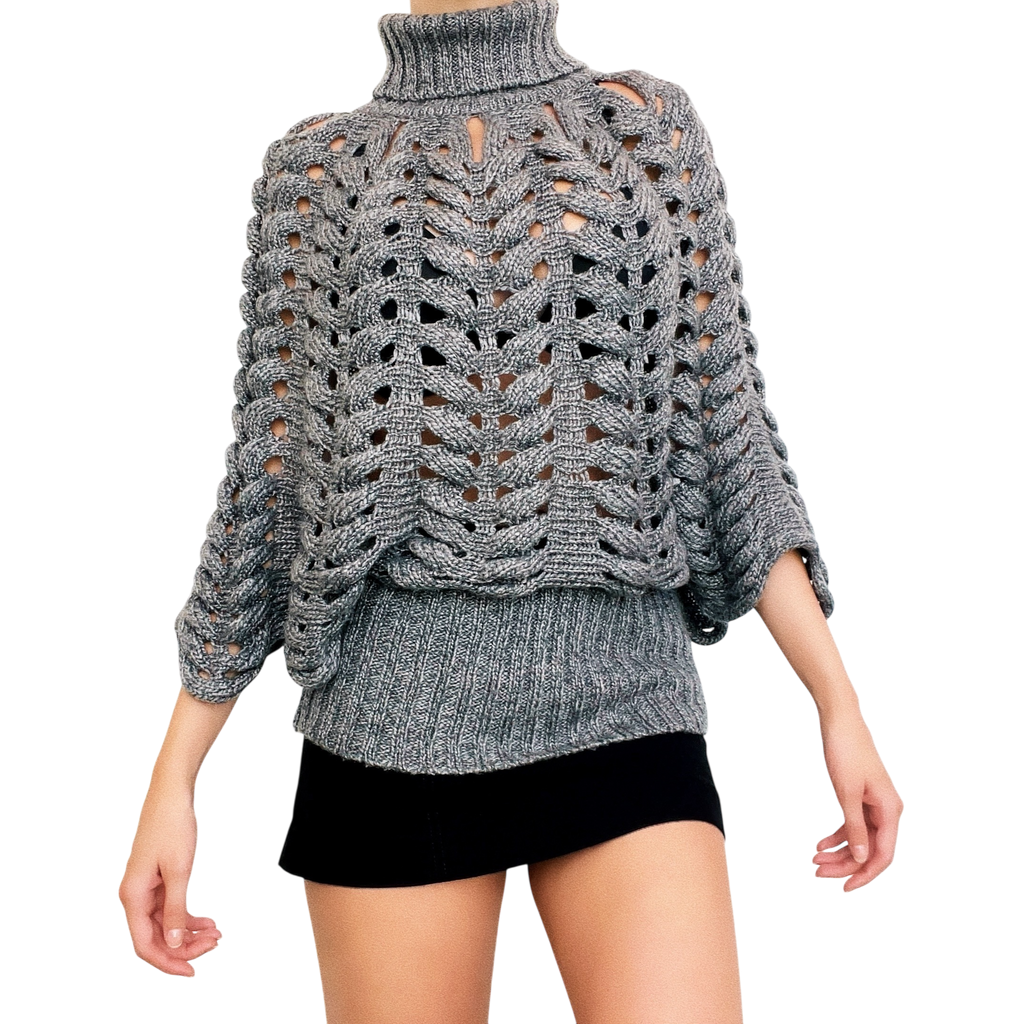 Slouchy Gray Knit Sweater (S/M)