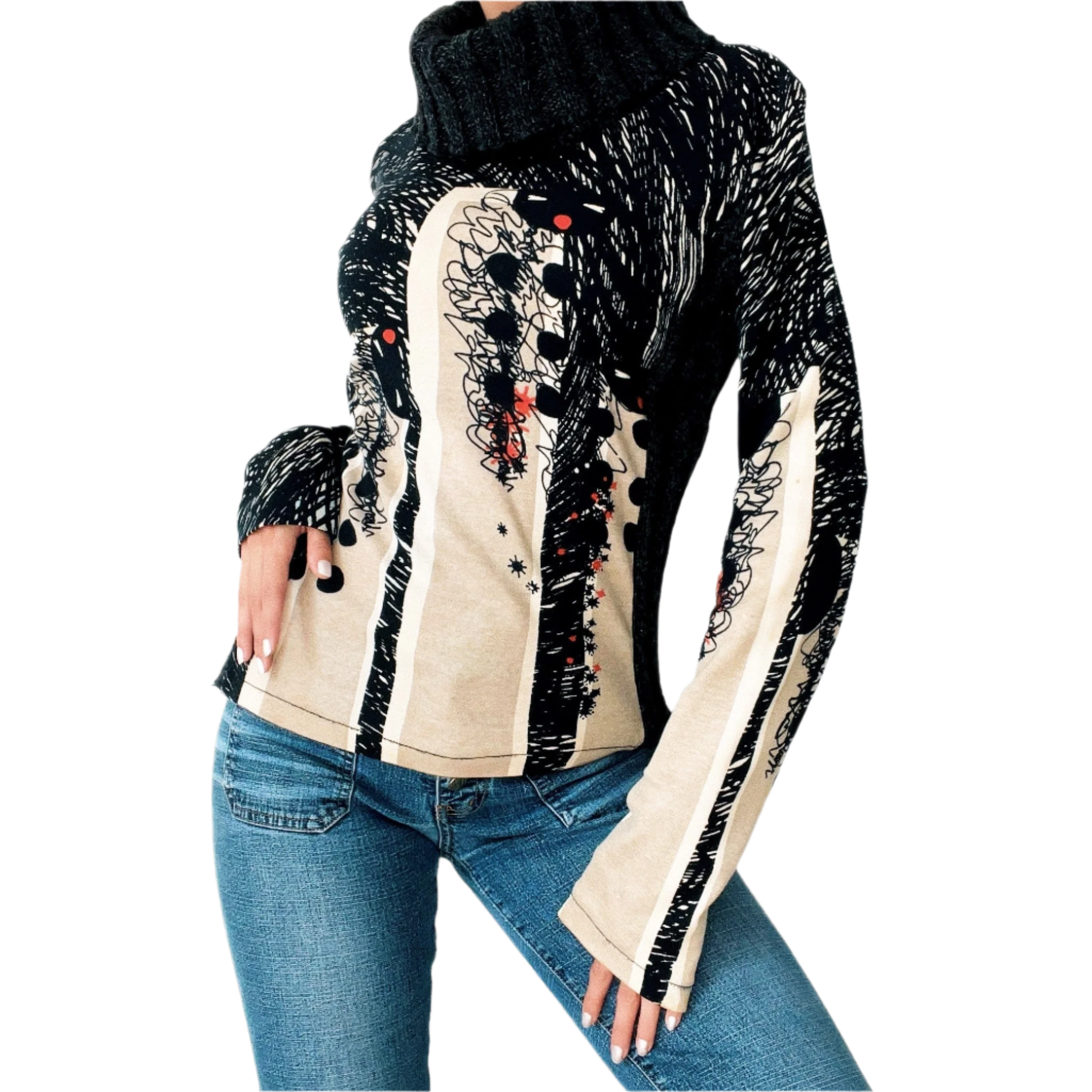 Funky Cowlneck Sweater Top (S/M)