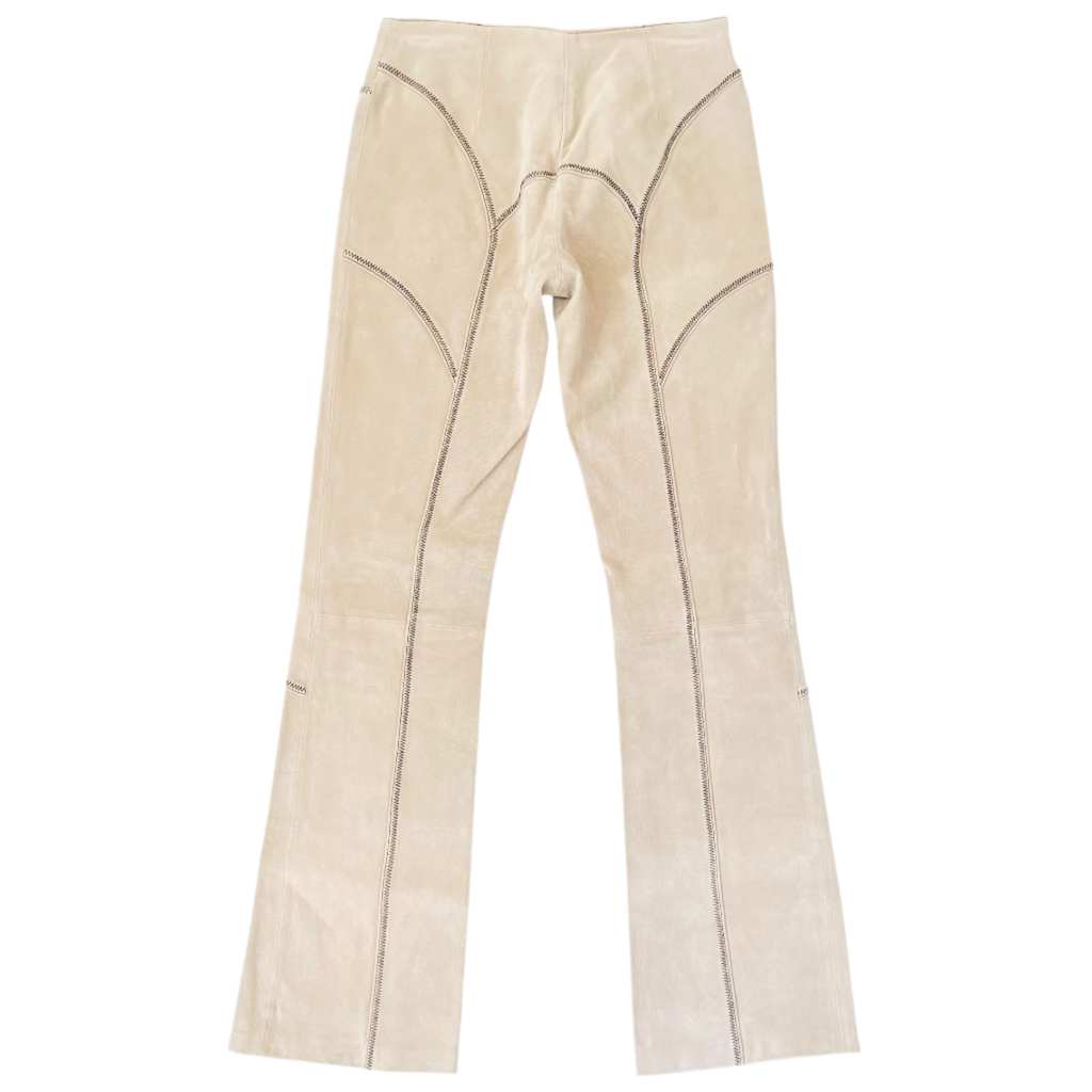 Vintage Stitched Khaki Suede Pants (S)