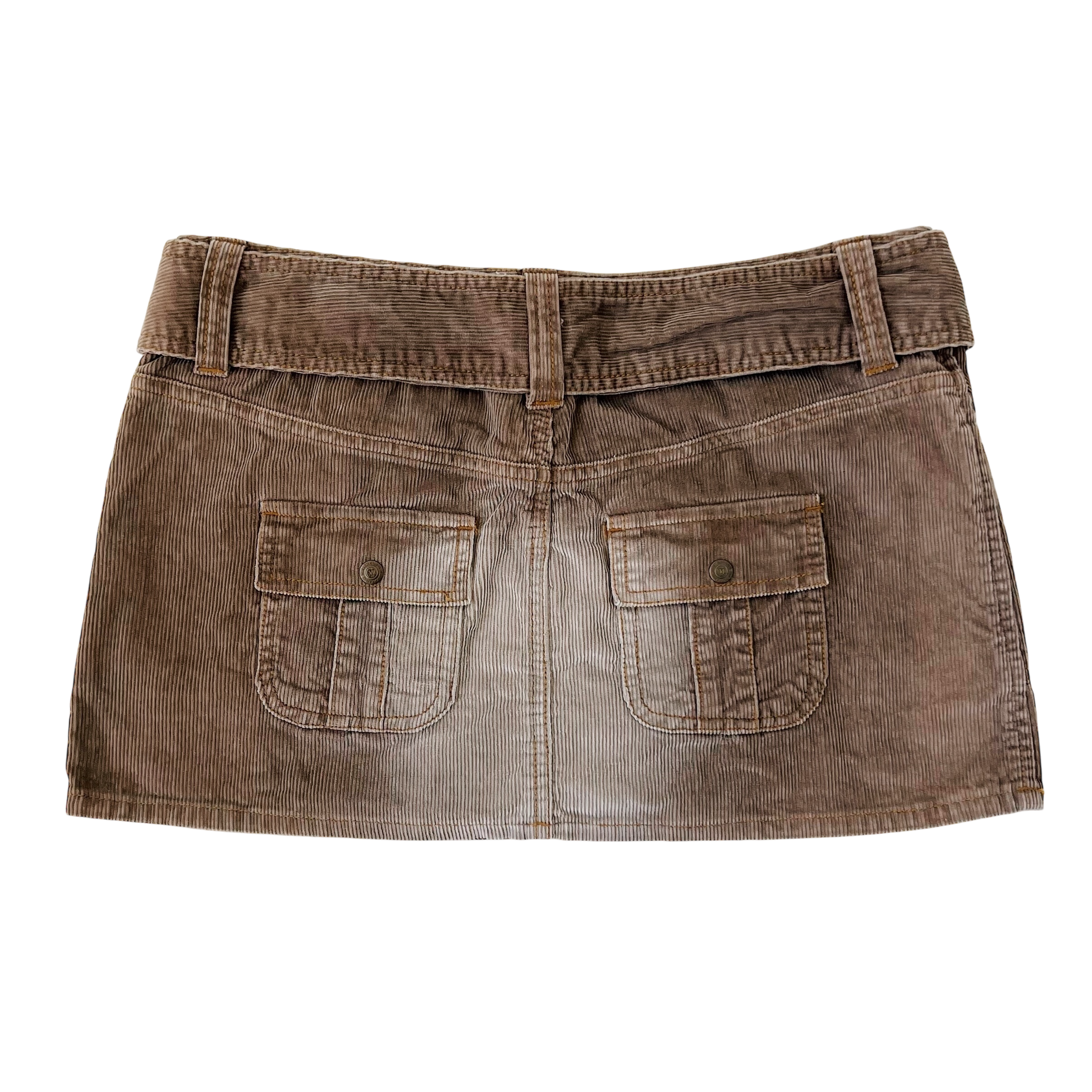 Faded Khaki Corduroy Mini Skirt (M)