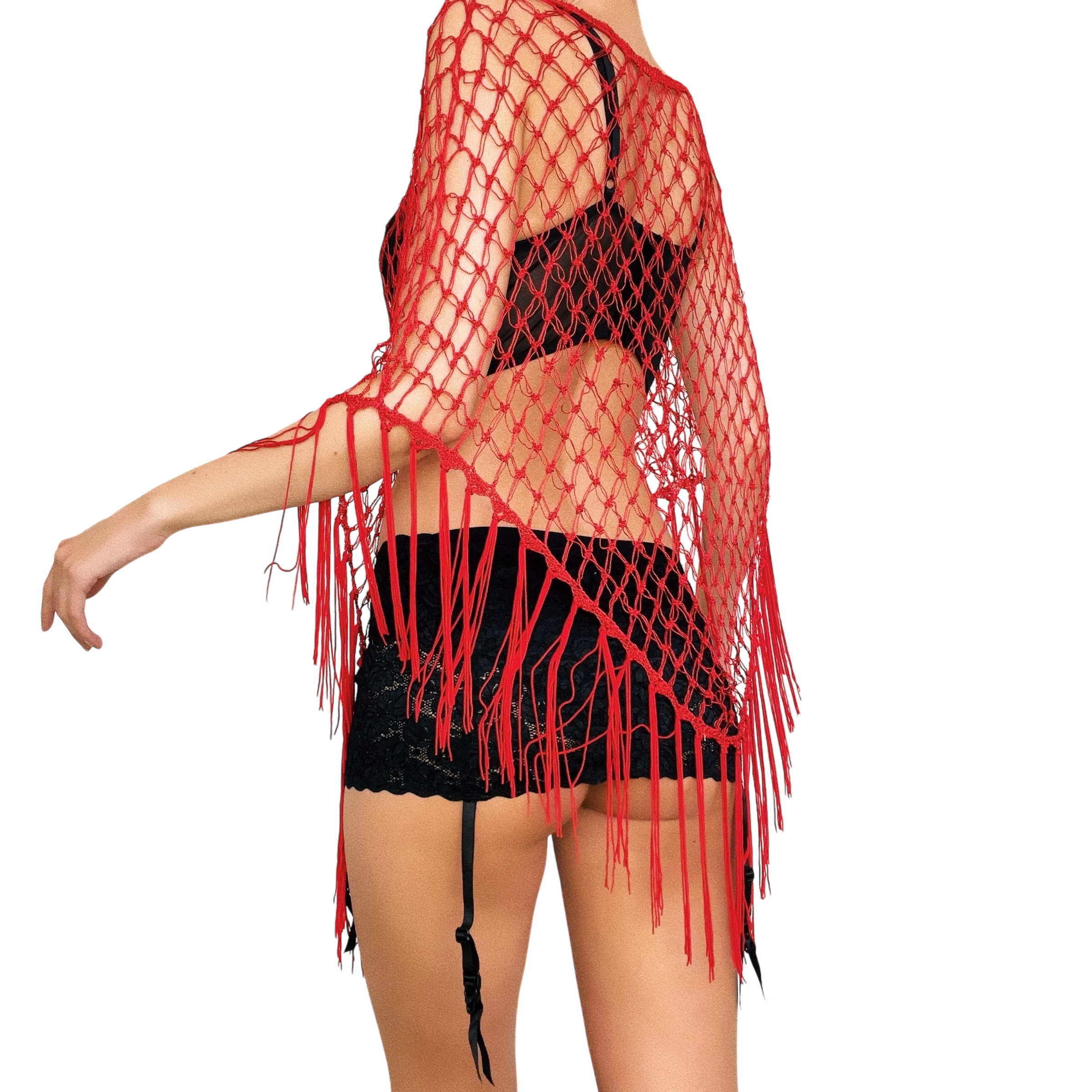 Cherry Red Versatile Poncho (One Size)