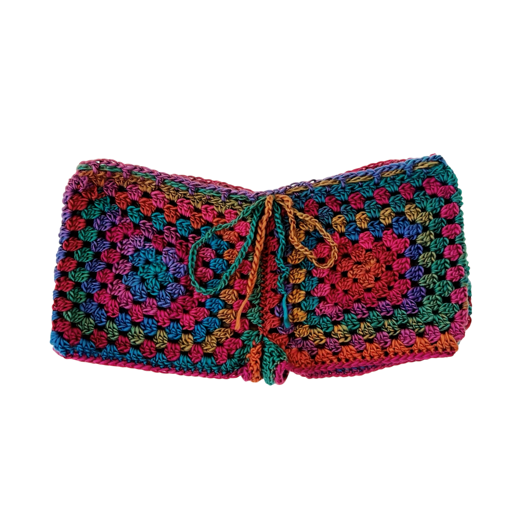 Boho Rainbow Crochet Shorts (XS/S)
