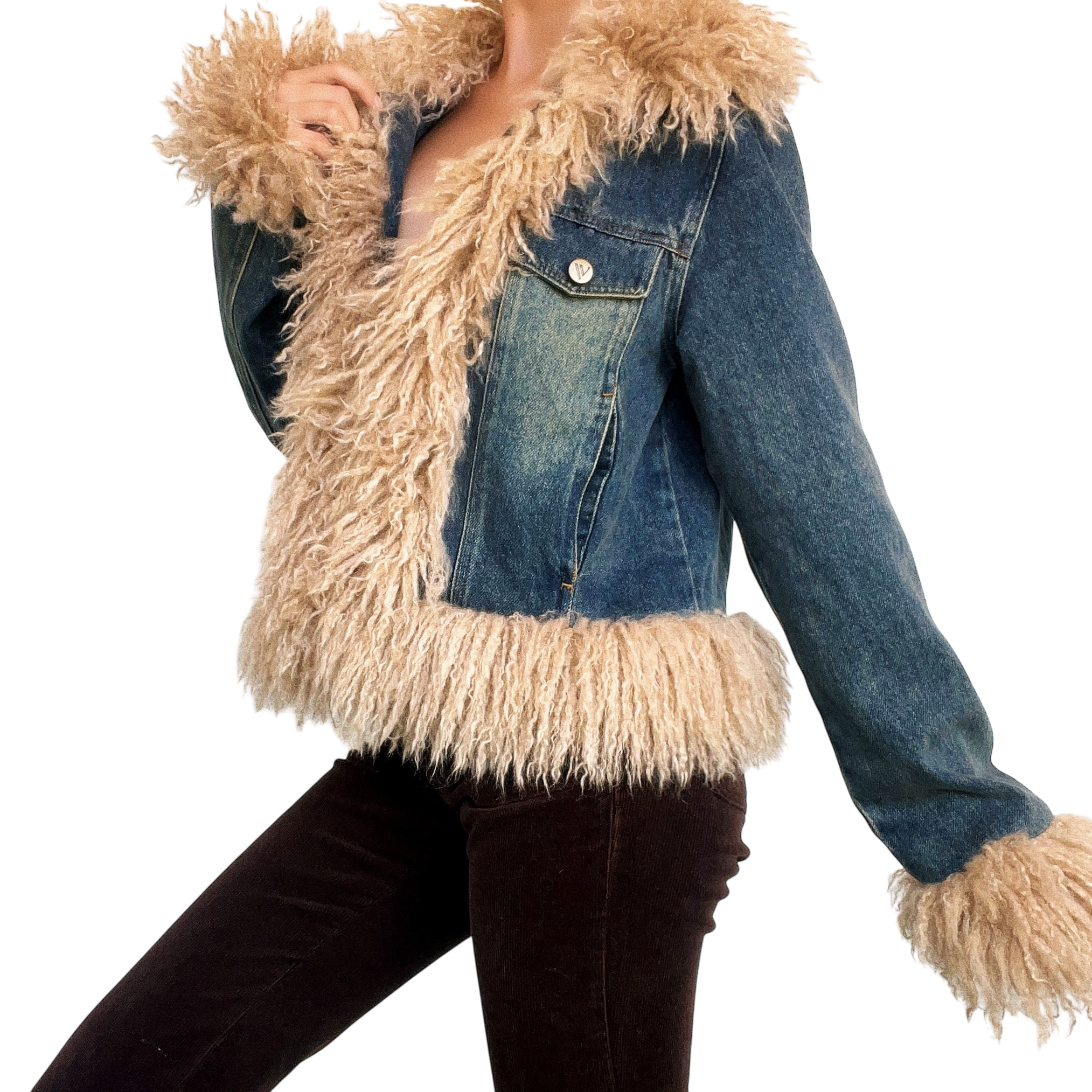 Faux Mongolian Fur Jacket (M)