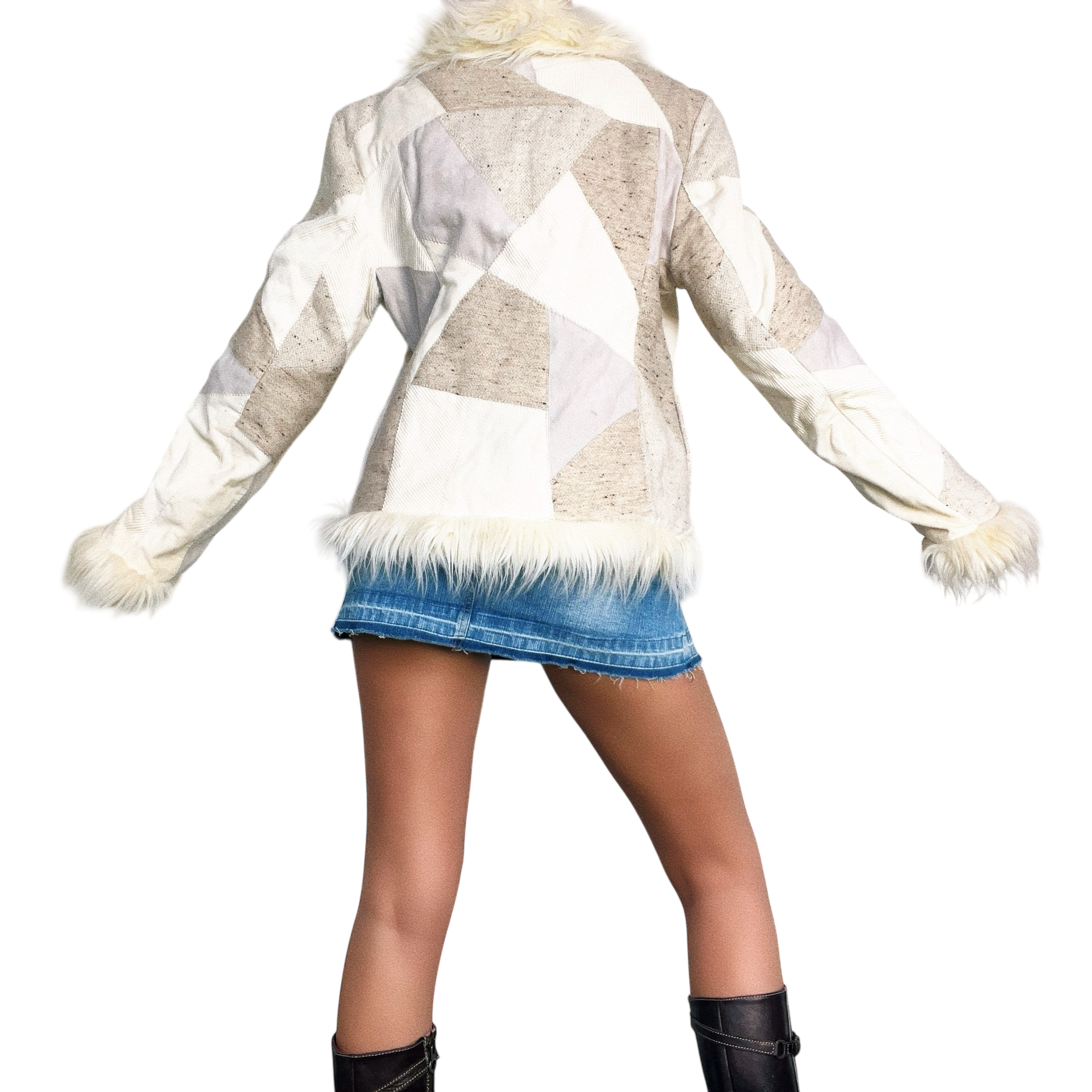 Early 2000s Furry Patchwork Jacket (M)