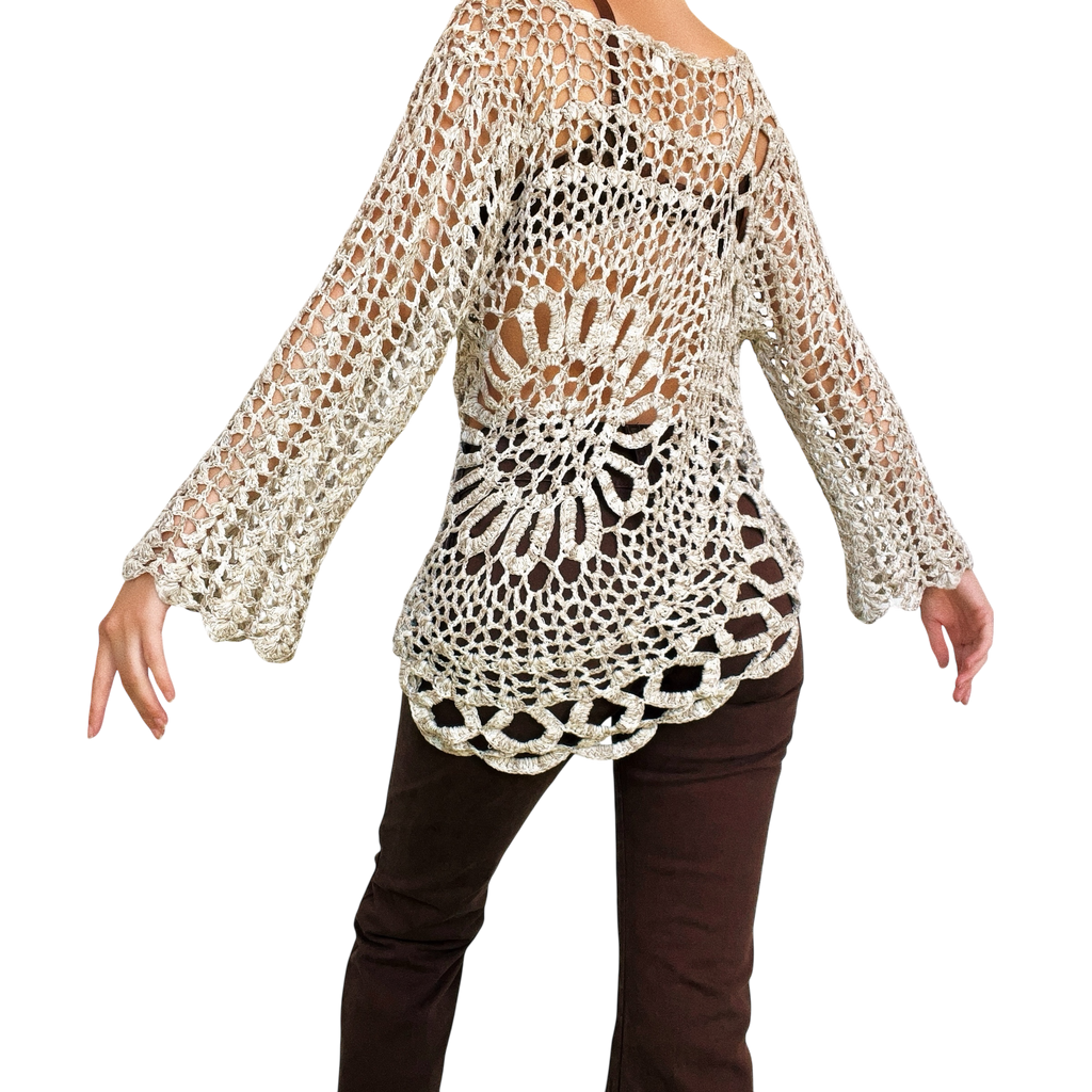 Beige Crochet Layering Top (L)