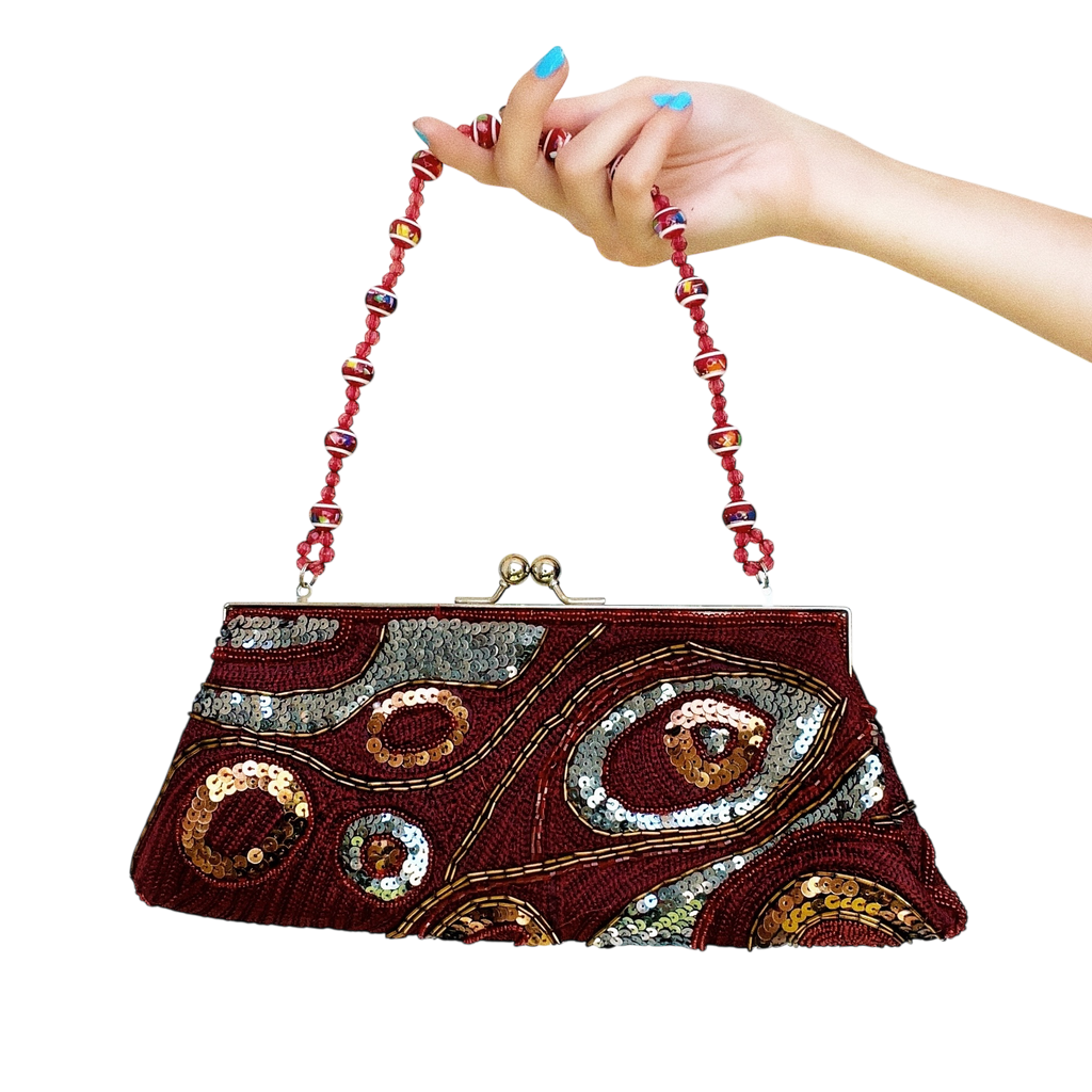 Burgundy Beaded Purse