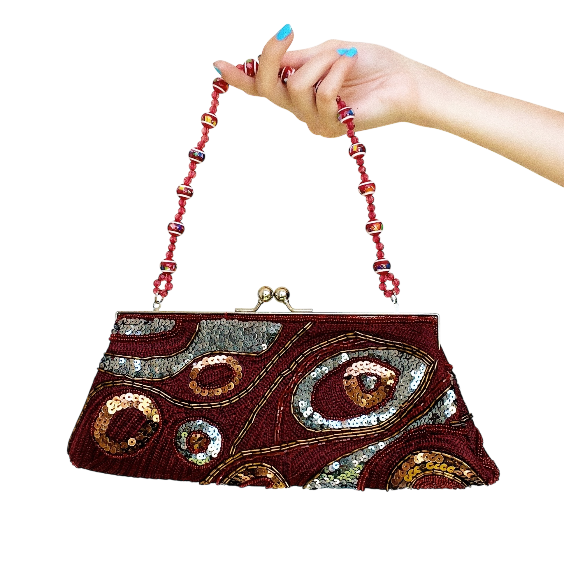 Burgundy Beaded Purse