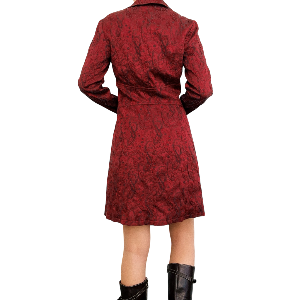 Long Burgundy Brocade Blazer (S)